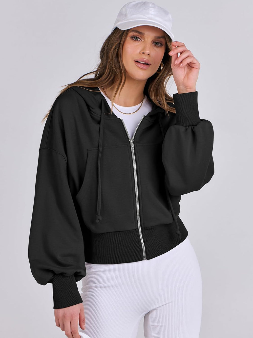 Womens Zip Up Hoodies Cropped Sweatshirts Casual Comfy Cute Zip Jackets Fashion Trendy Fall Outfits 2025 Y2K Clothes