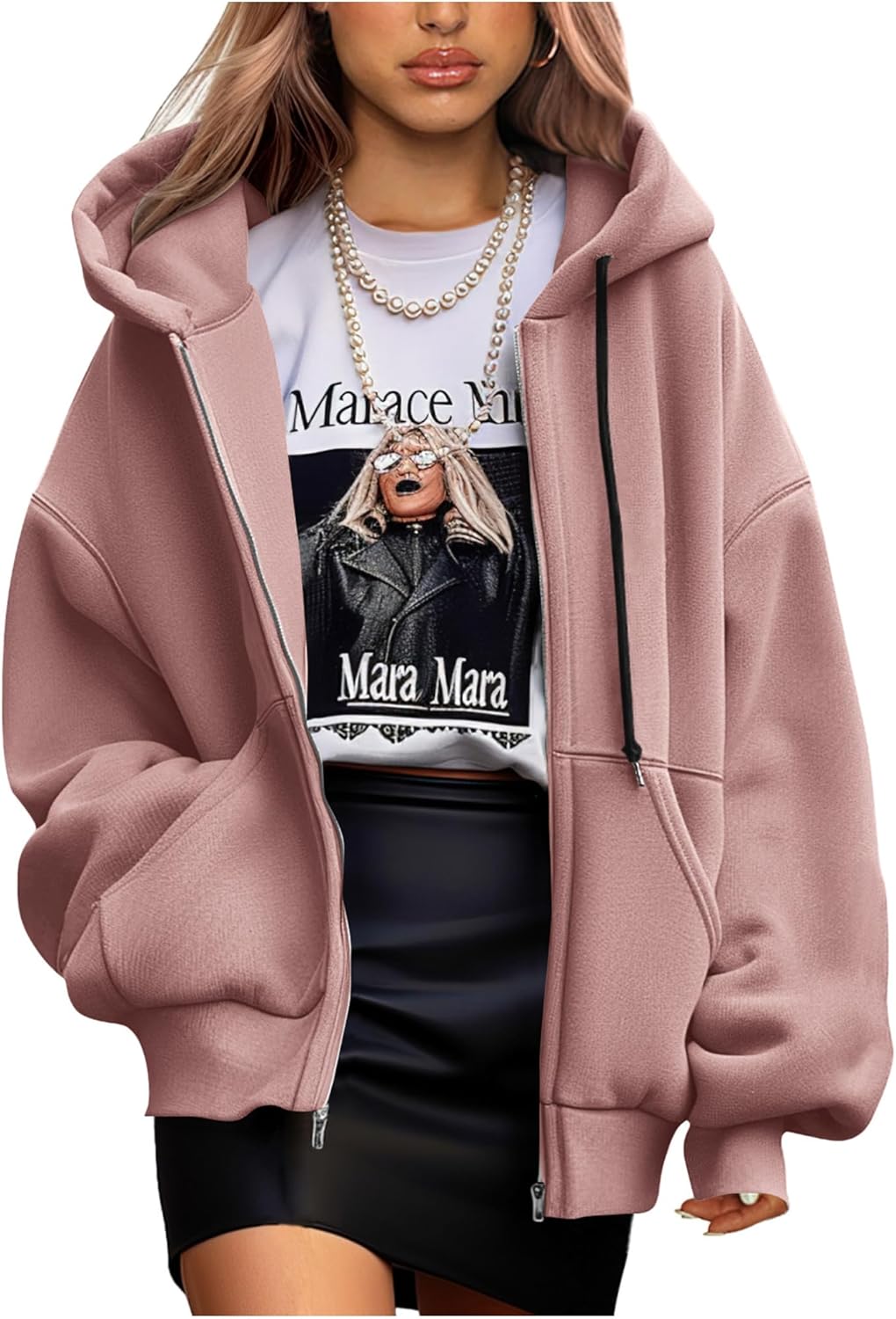 Women's 2025 Fall Oversized Hoodies Sweatshirt Long Sleeve Zip Up Pockets Loose Fit Y2K Winter Jackets Coat