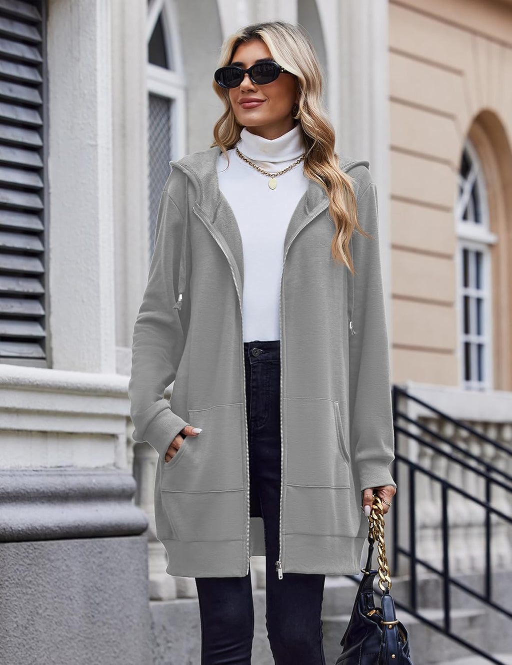 Zip Up Hoodies For Women Long Sleeve Oversized Sweatshirts Casual Lightweight Fleece Jackets With Pockets