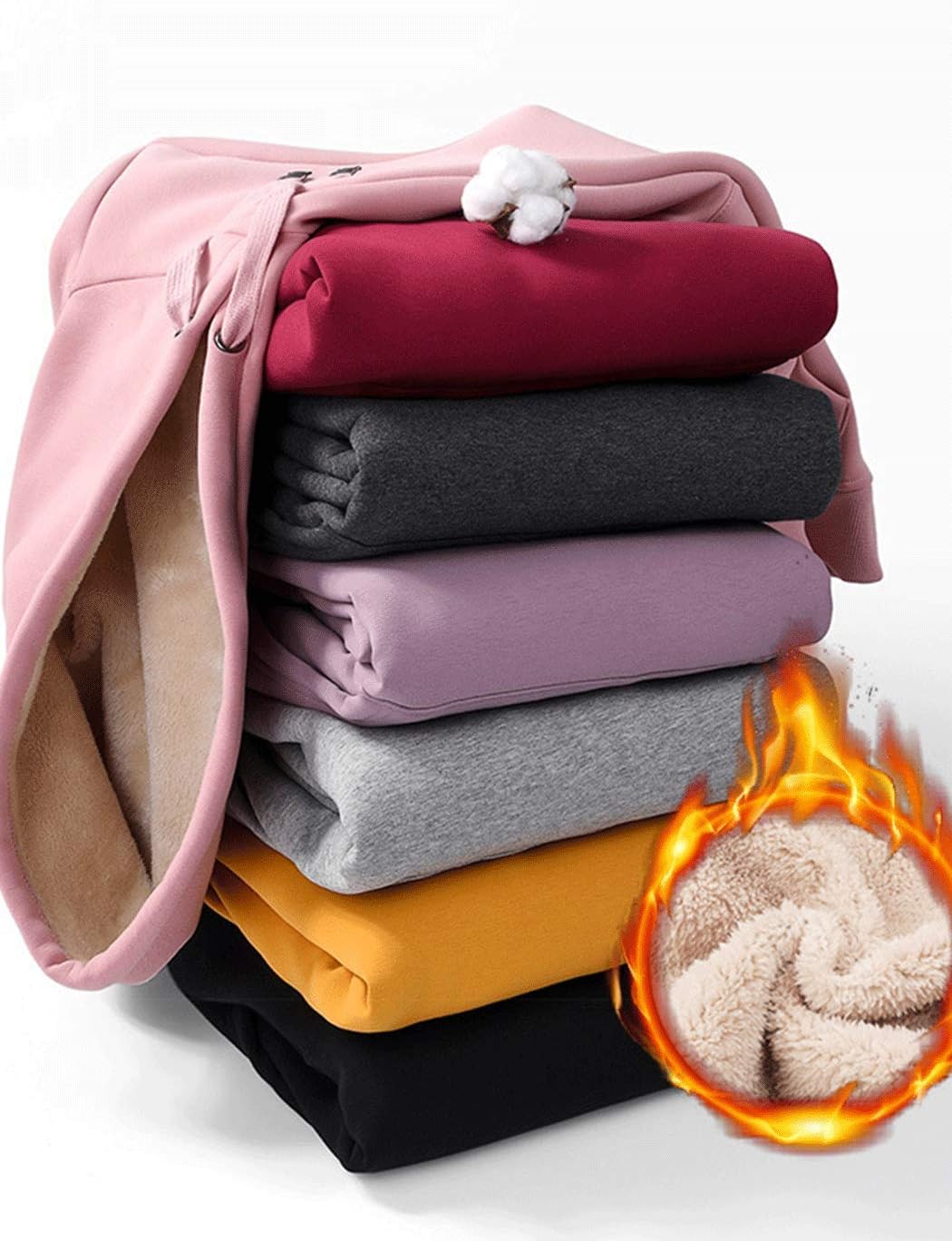 Womens Casual Winter Warm Fleece Sherpa Lined Pullover Hooded Sweatshirt