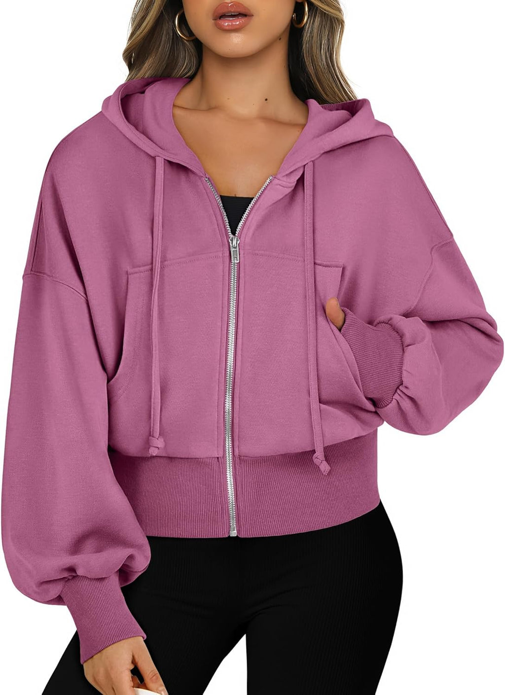 Womens Zip Up Hoodies Cropped Sweatshirts Casual Comfy Cute Zip Jackets Fashion Trendy Fall Outfits 2025 Y2K Clothes