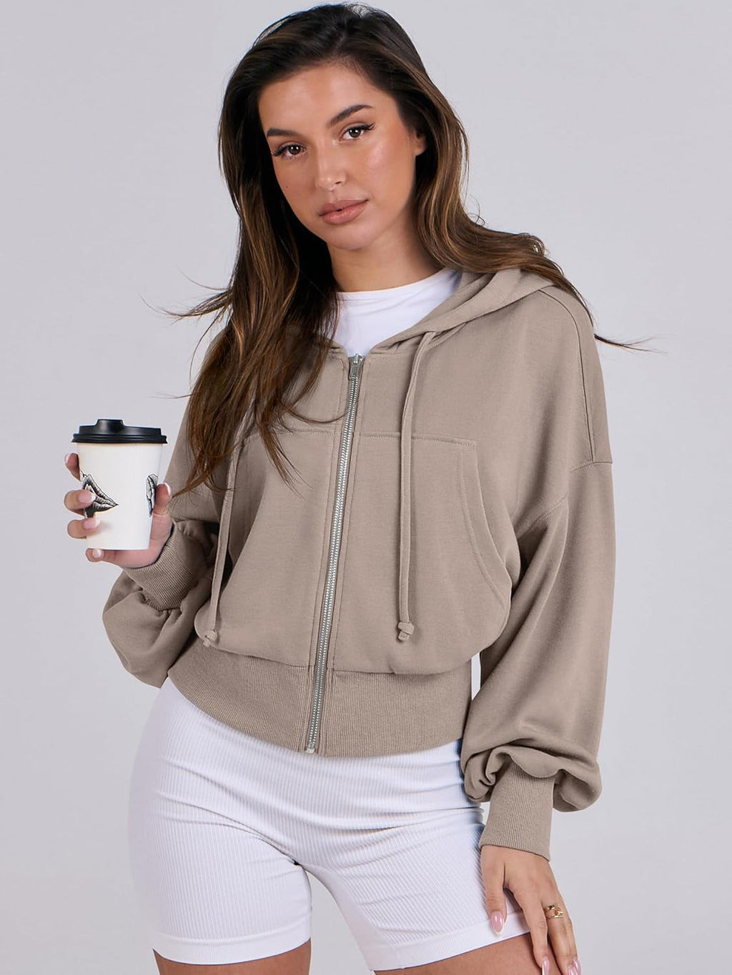 Womens Zip Up Hoodies Cropped Sweatshirts Casual Comfy Cute Zip Jackets Fashion Trendy Fall Outfits 2025 Y2K Clothes