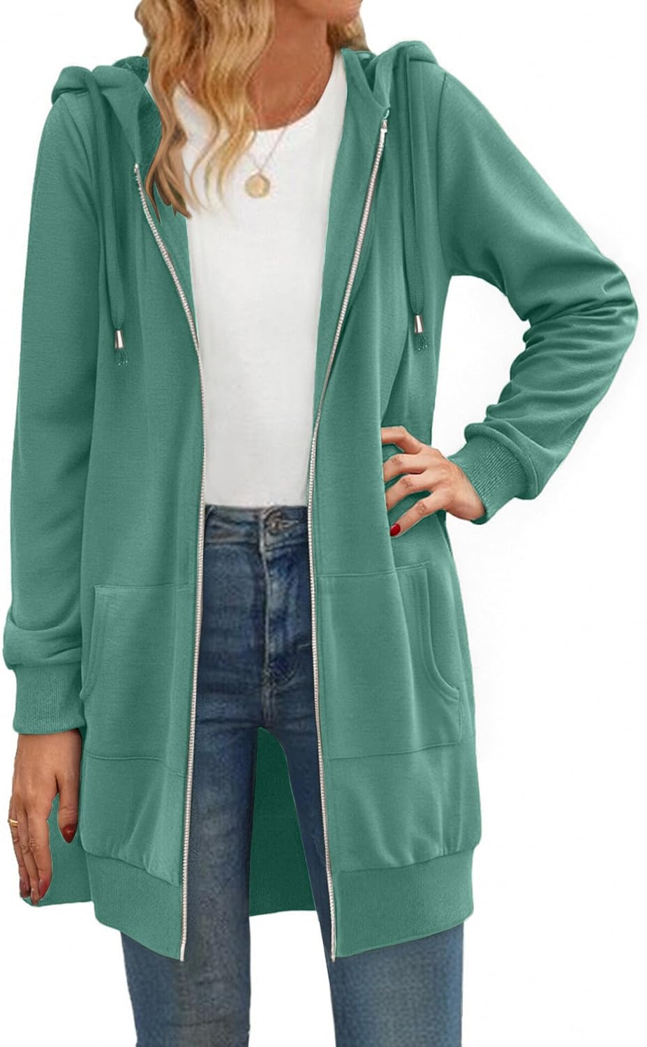 Zip Up Hoodies For Women Long Sleeve Oversized Sweatshirts Casual Lightweight Fleece Jackets With Pockets