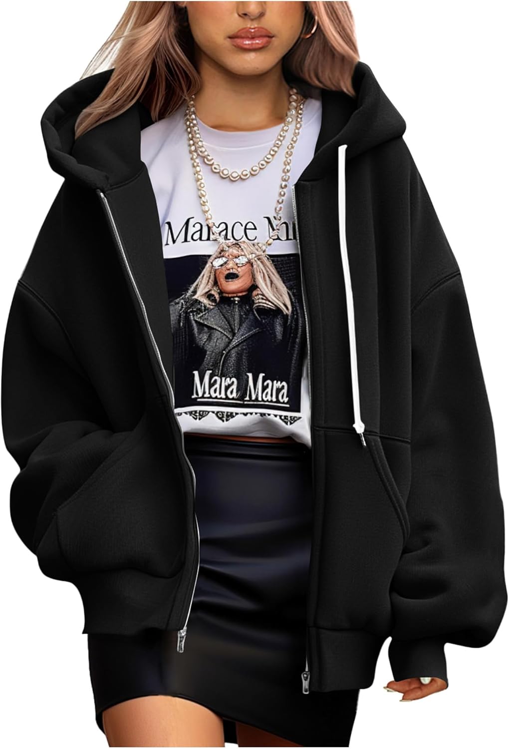 Women's 2025 Fall Oversized Hoodies Sweatshirt Long Sleeve Zip Up Pockets Loose Fit Y2K Winter Jackets Coat