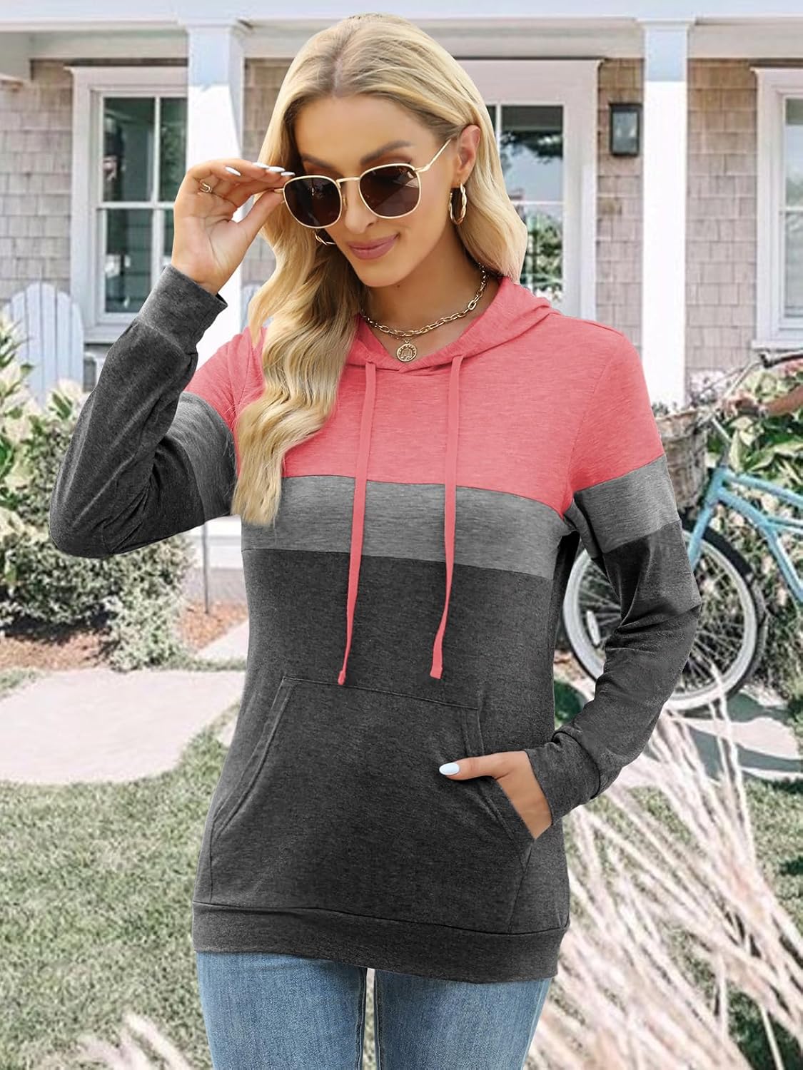 Women’s 2025 Fall Long Sleeve Hoodie Pullover Sweatshirt Lightweight Casual Tops Blouse