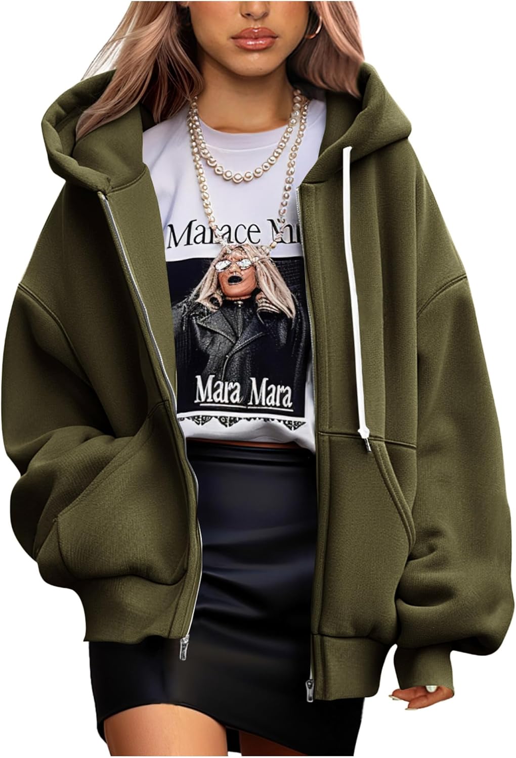 Women's 2025 Fall Oversized Hoodies Sweatshirt Long Sleeve Zip Up Pockets Loose Fit Y2K Winter Jackets Coat