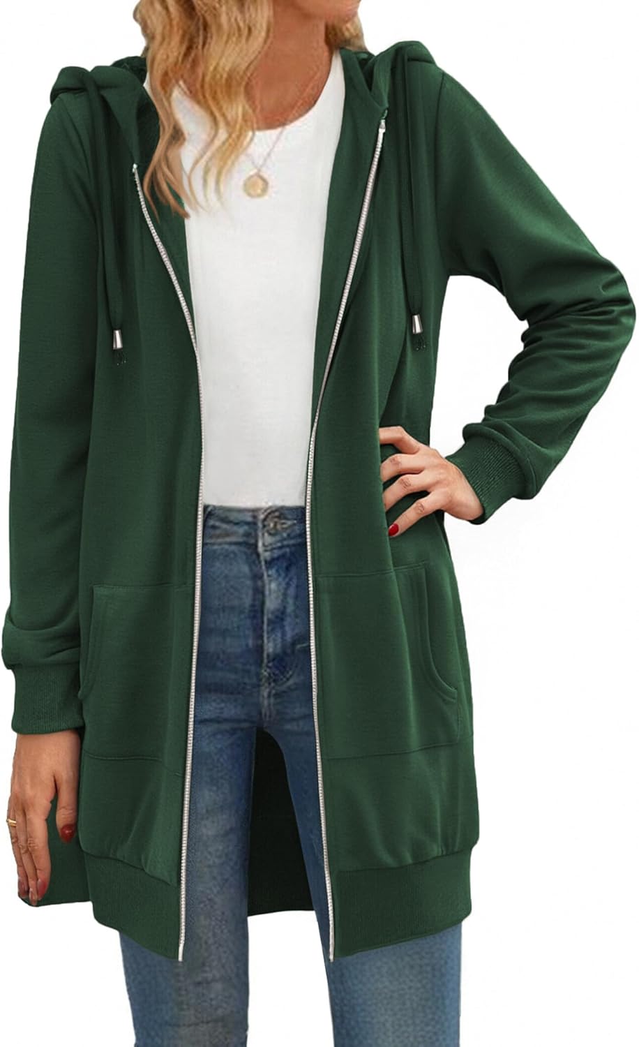 Zip Up Hoodies For Women Long Sleeve Oversized Sweatshirts Casual Lightweight Fleece Jackets With Pockets