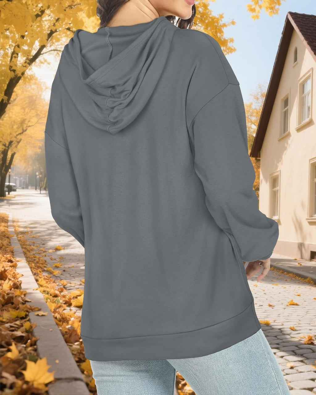 Women's Hoodies Long Sleeve Sweatshirts Drawstring Pullover Tops with Pocket Casual Loose Blouses Tunic