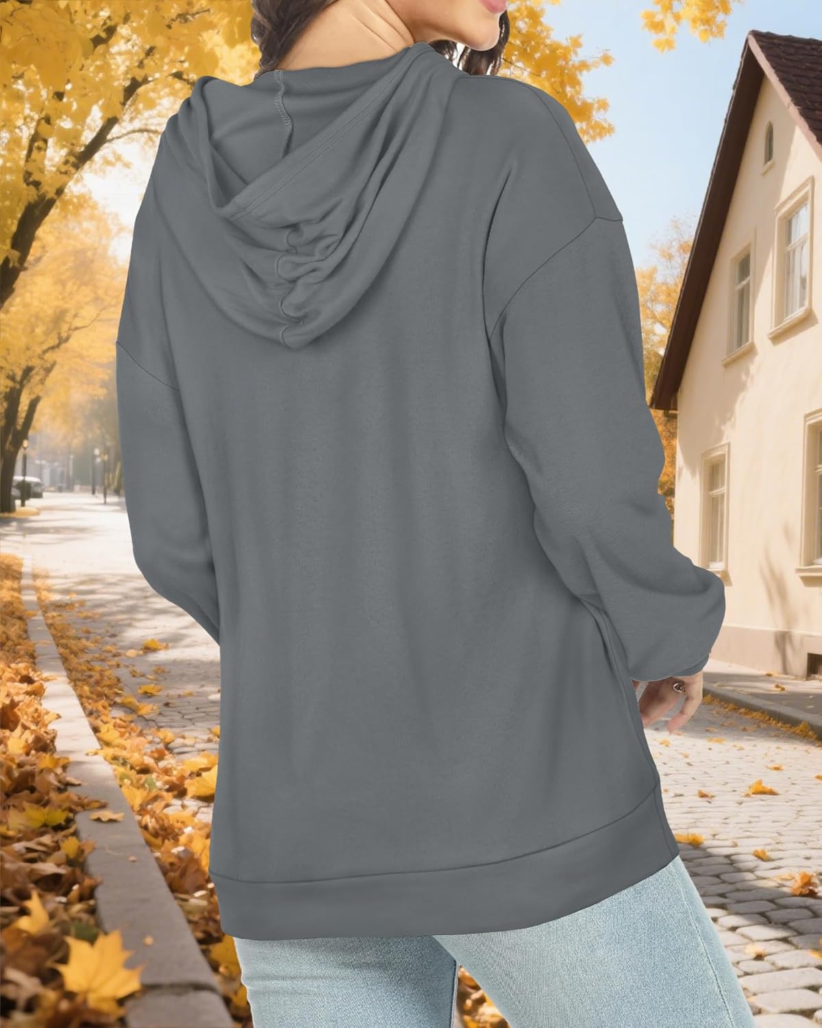 Women's Hoodies Long Sleeve Sweatshirts Drawstring Pullover Tops with Pocket Casual Loose Blouses Tunic