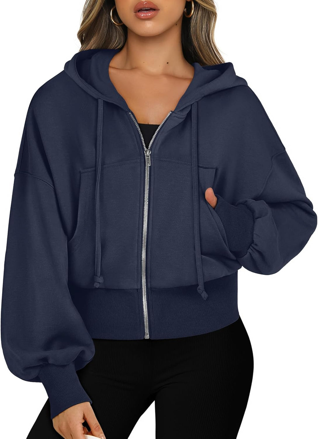 Womens Zip Up Hoodies Cropped Sweatshirts Casual Comfy Cute Zip Jackets Fashion Trendy Fall Outfits 2025 Y2K Clothes