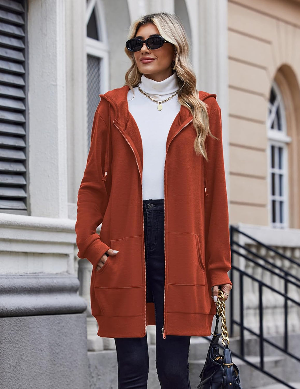 Zip Up Hoodies For Women Long Sleeve Oversized Sweatshirts Casual Lightweight Fleece Jackets With Pockets