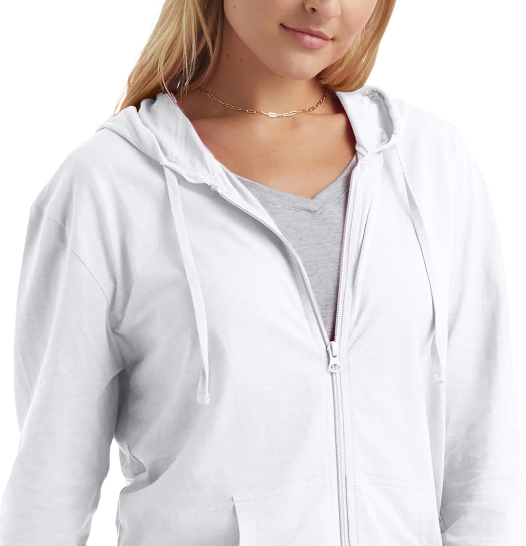Women’s Slub Knit Full-Zip Hoodie, Textured Cotton Zip-Up T-Shirt Hoodie for Women