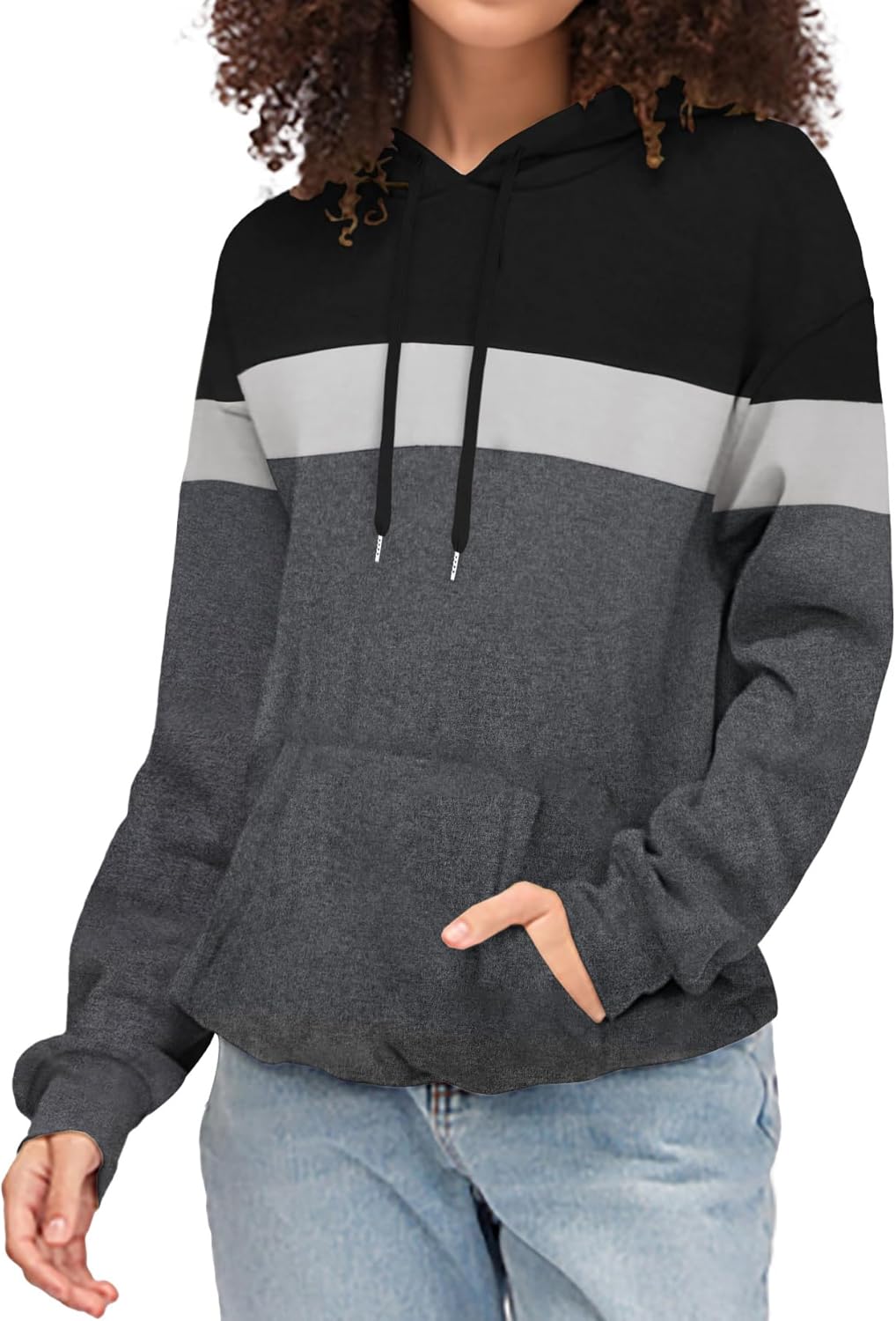 Women's Hoodies Long Sleeve Sweatshirts Drawstring Pullover Tops with Pocket Casual Loose Blouses Tunic