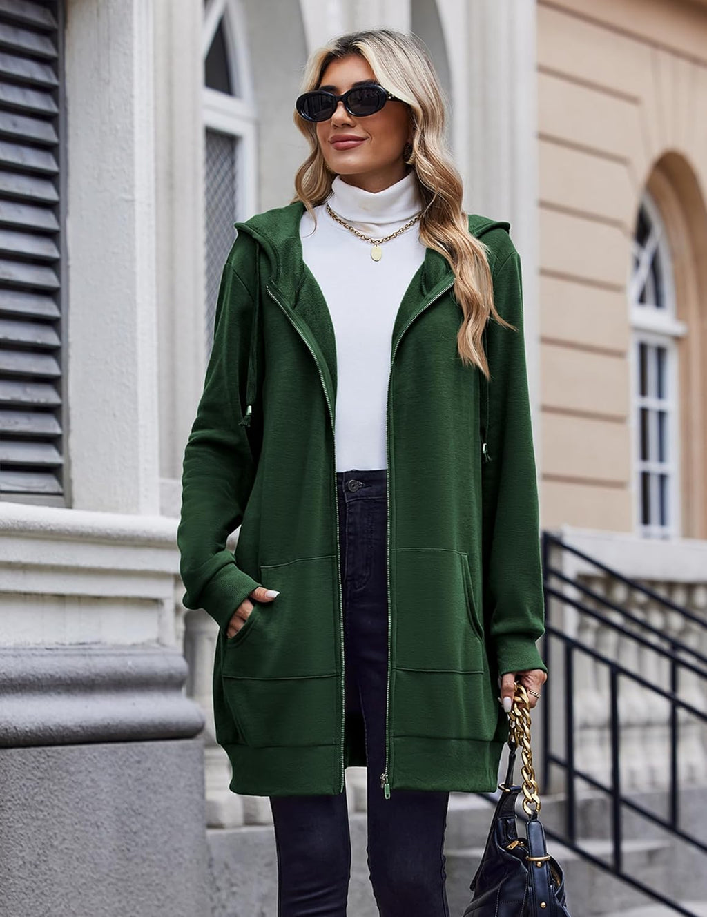 Zip Up Hoodies For Women Long Sleeve Oversized Sweatshirts Casual Lightweight Fleece Jackets With Pockets