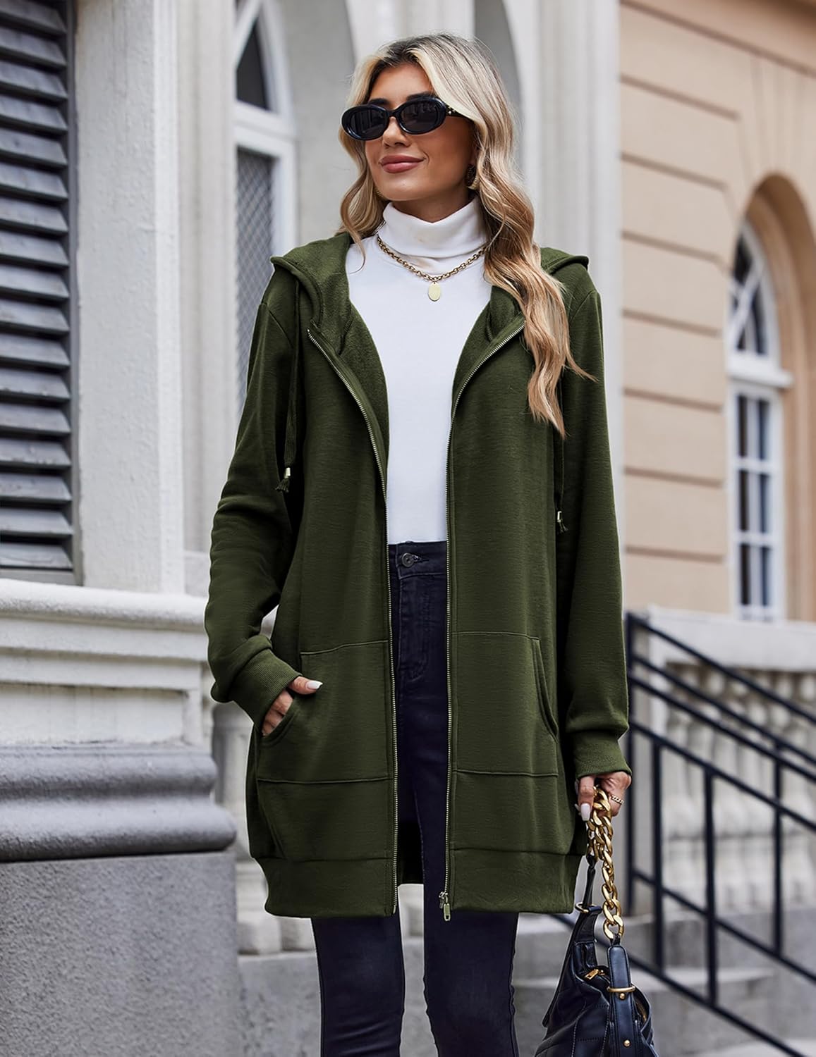 Zip Up Hoodies For Women Long Sleeve Oversized Sweatshirts Casual Lightweight Fleece Jackets With Pockets