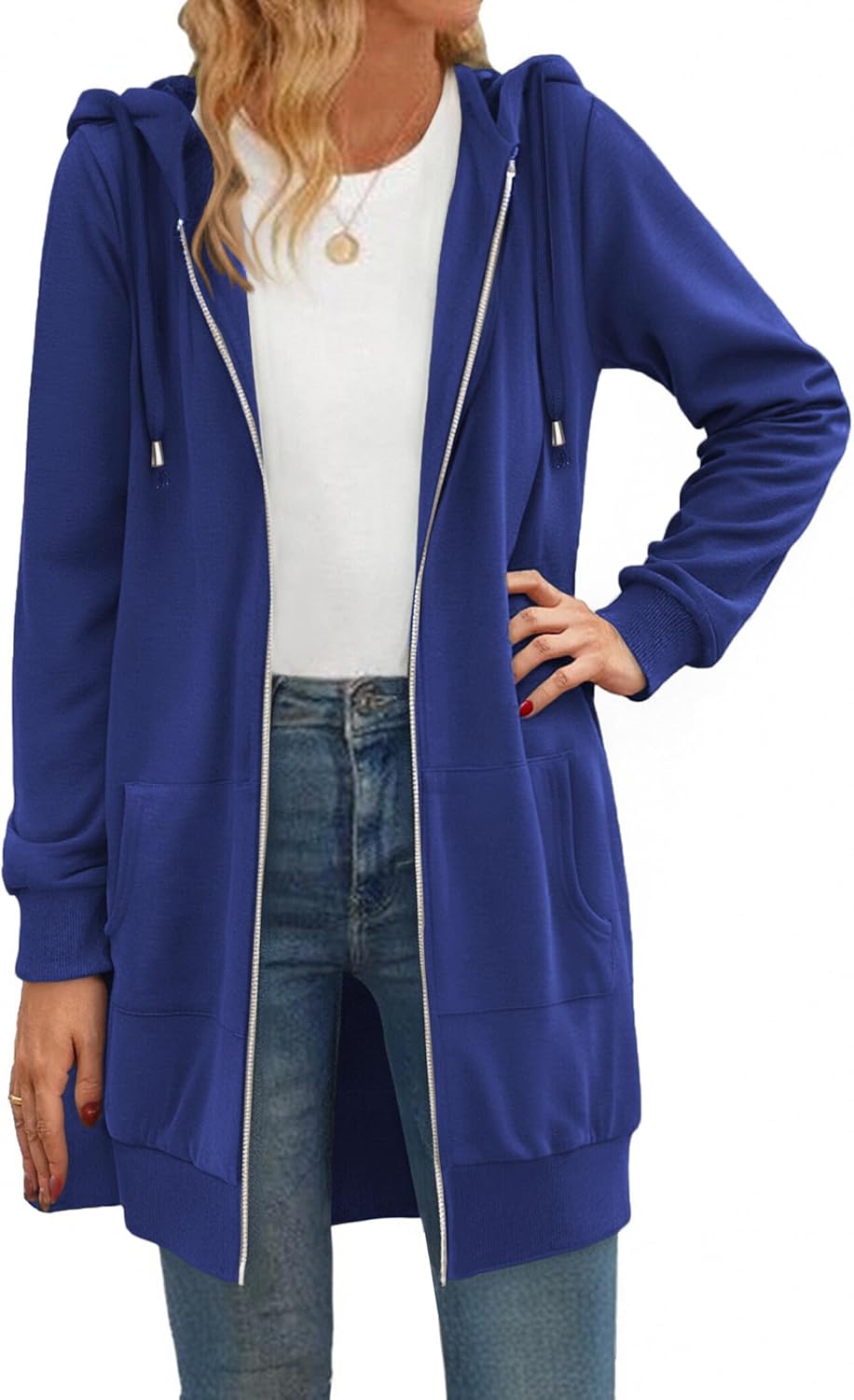 Zip Up Hoodies For Women Long Sleeve Oversized Sweatshirts Casual Lightweight Fleece Jackets With Pockets