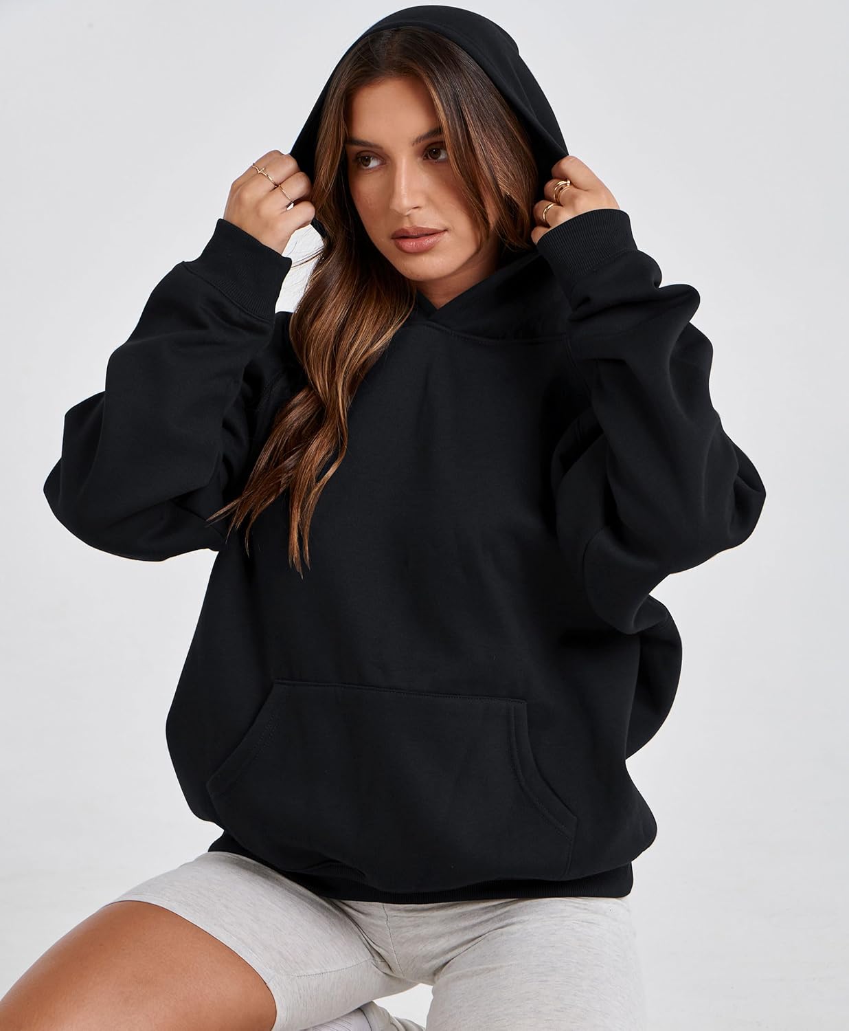 Womens Camo Hoodies Maple Leaf Print Oversized Hooded Sweatshirt Fleece Pullover Sweatshirts Long Sleeve with Pocket