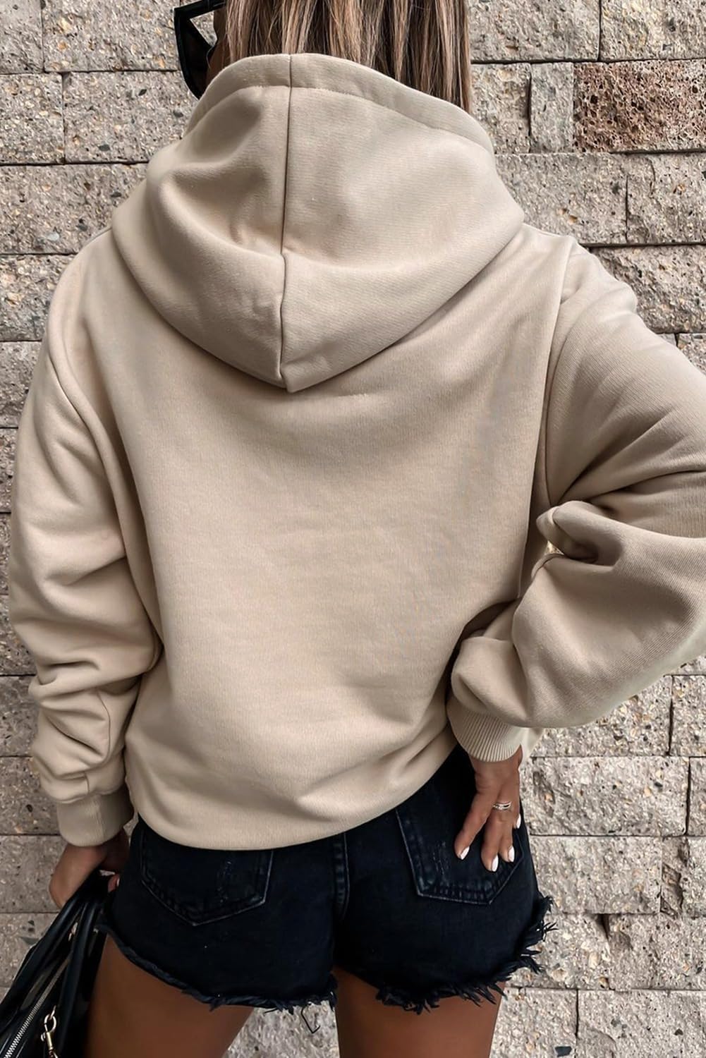Women's Casual Hoodies Long Sleeve Solid Lightweight Pullover Tops Loose Sweatshirt with Pocket