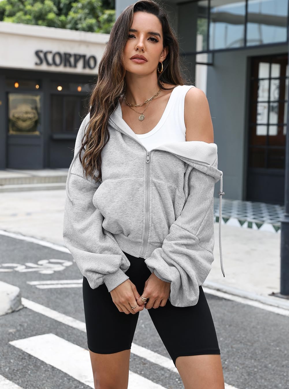 Womens Zip Up Hoodies Oversized Workout Sweatshirts Fall Fashion 2025 Casual Fleece Y2k Jackets Winter Fall Clothes