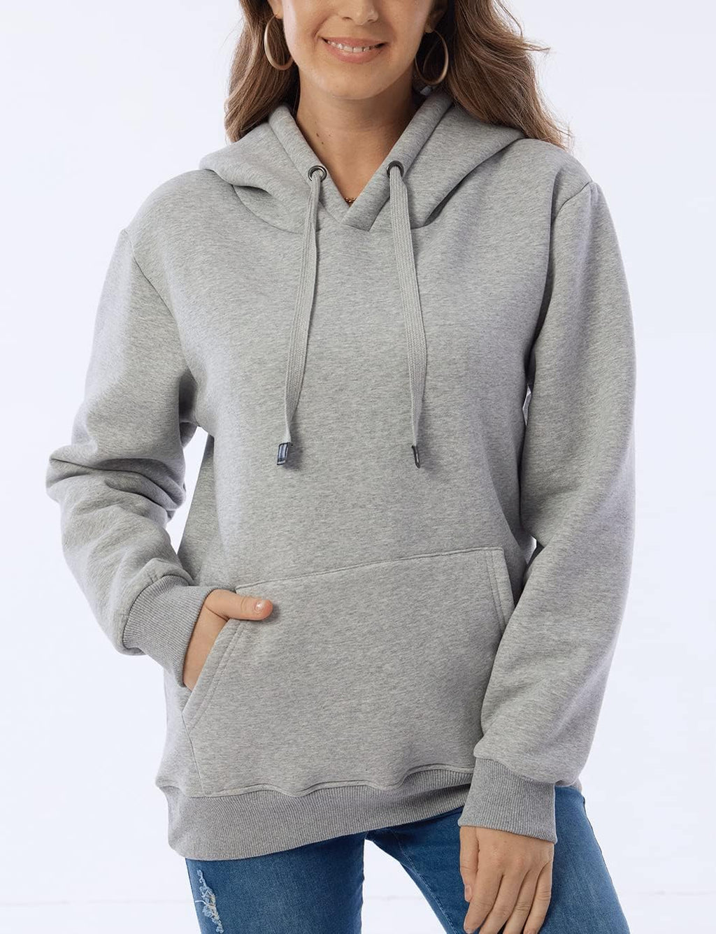 Womens Casual Winter Warm Fleece Sherpa Lined Pullover Hooded Sweatshirt