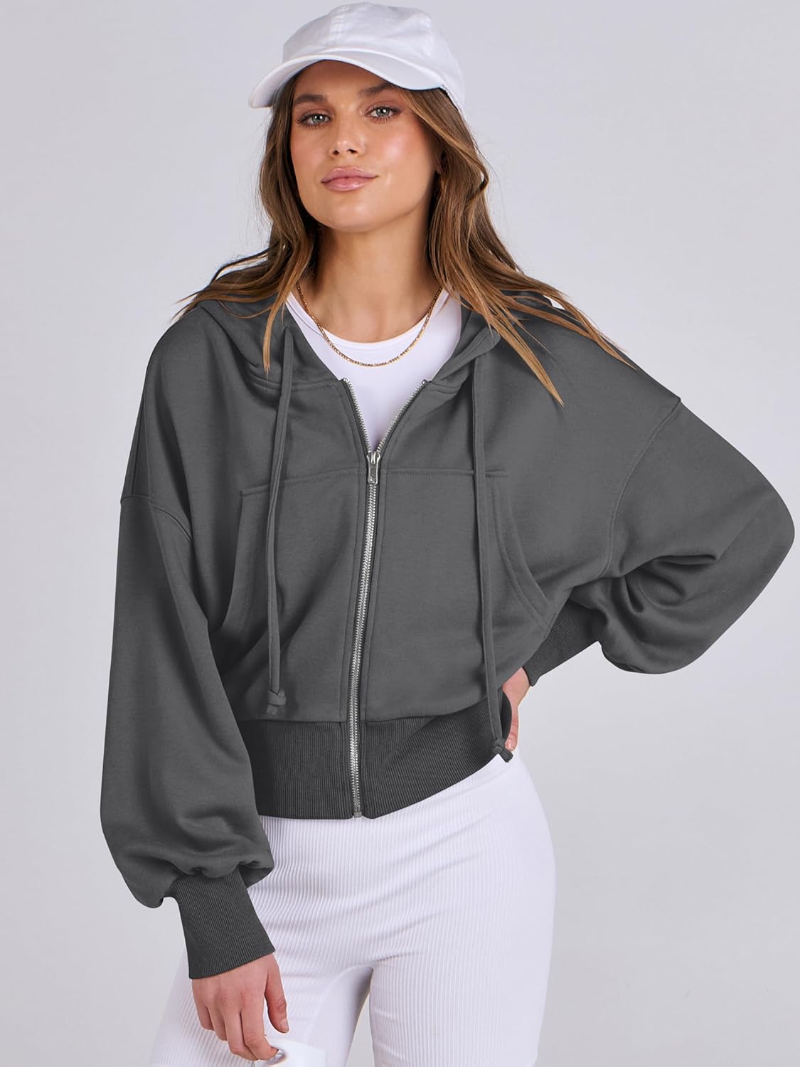 Womens Zip Up Hoodies Cropped Sweatshirts Casual Comfy Cute Zip Jackets Fashion Trendy Fall Outfits 2025 Y2K Clothes