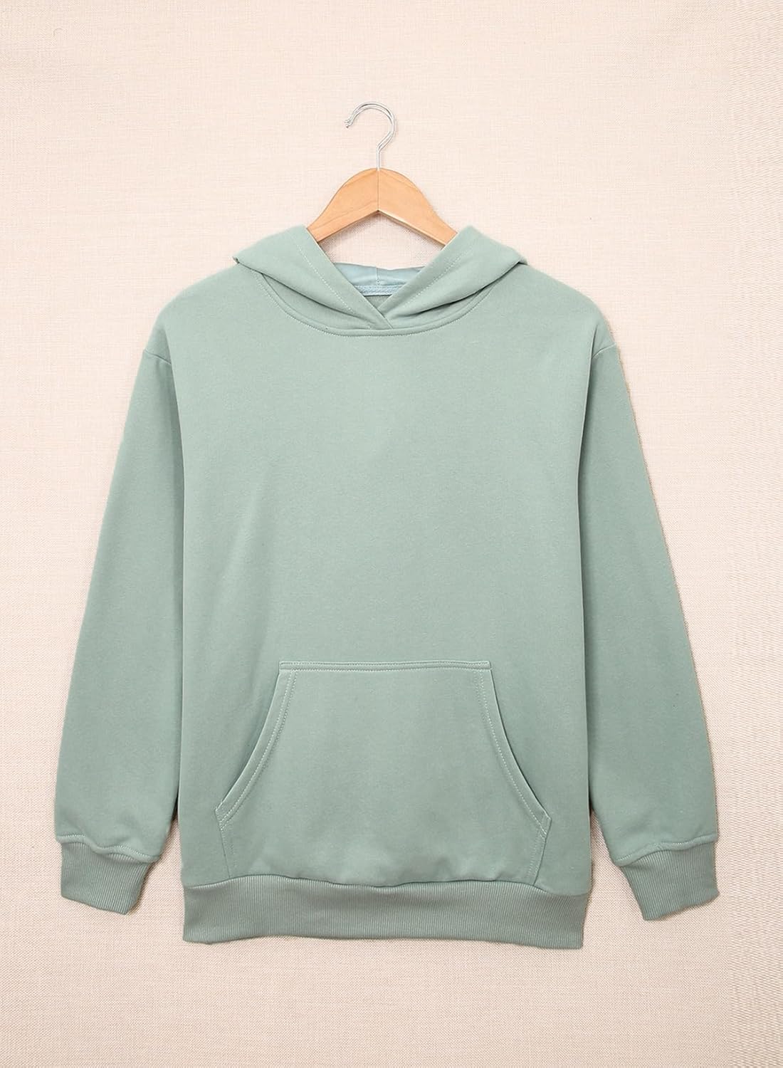 Women's Casual Hoodies Long Sleeve Solid Lightweight Pullover Tops Loose Sweatshirt with Pocket