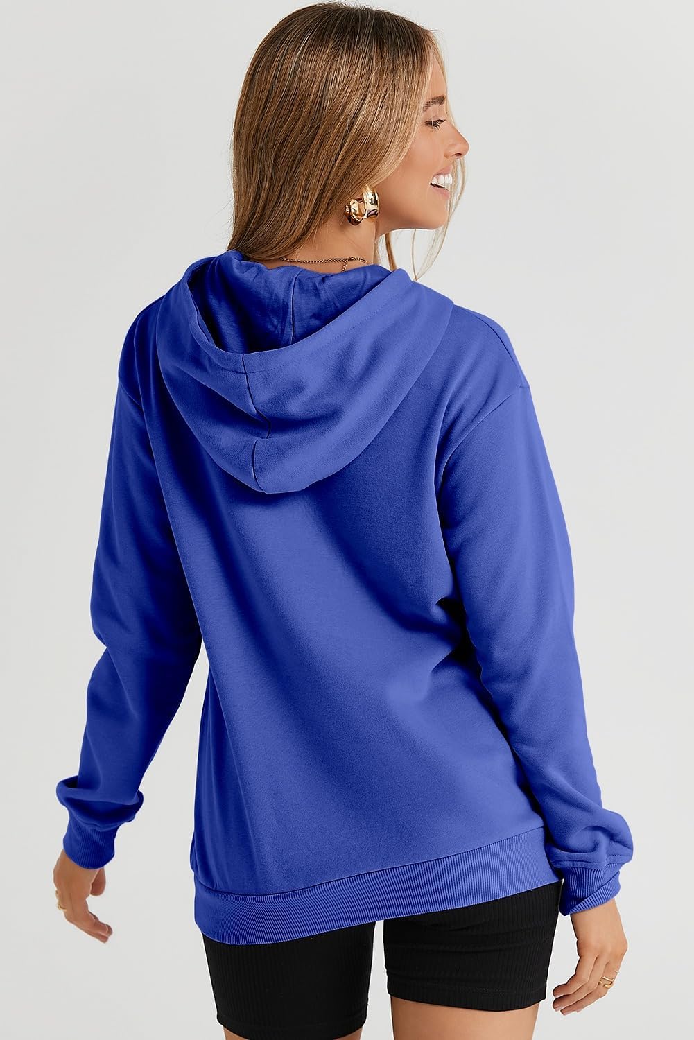 Women's Casual Hoodies Long Sleeve Solid Lightweight Pullover Tops Loose Sweatshirt with Pocket