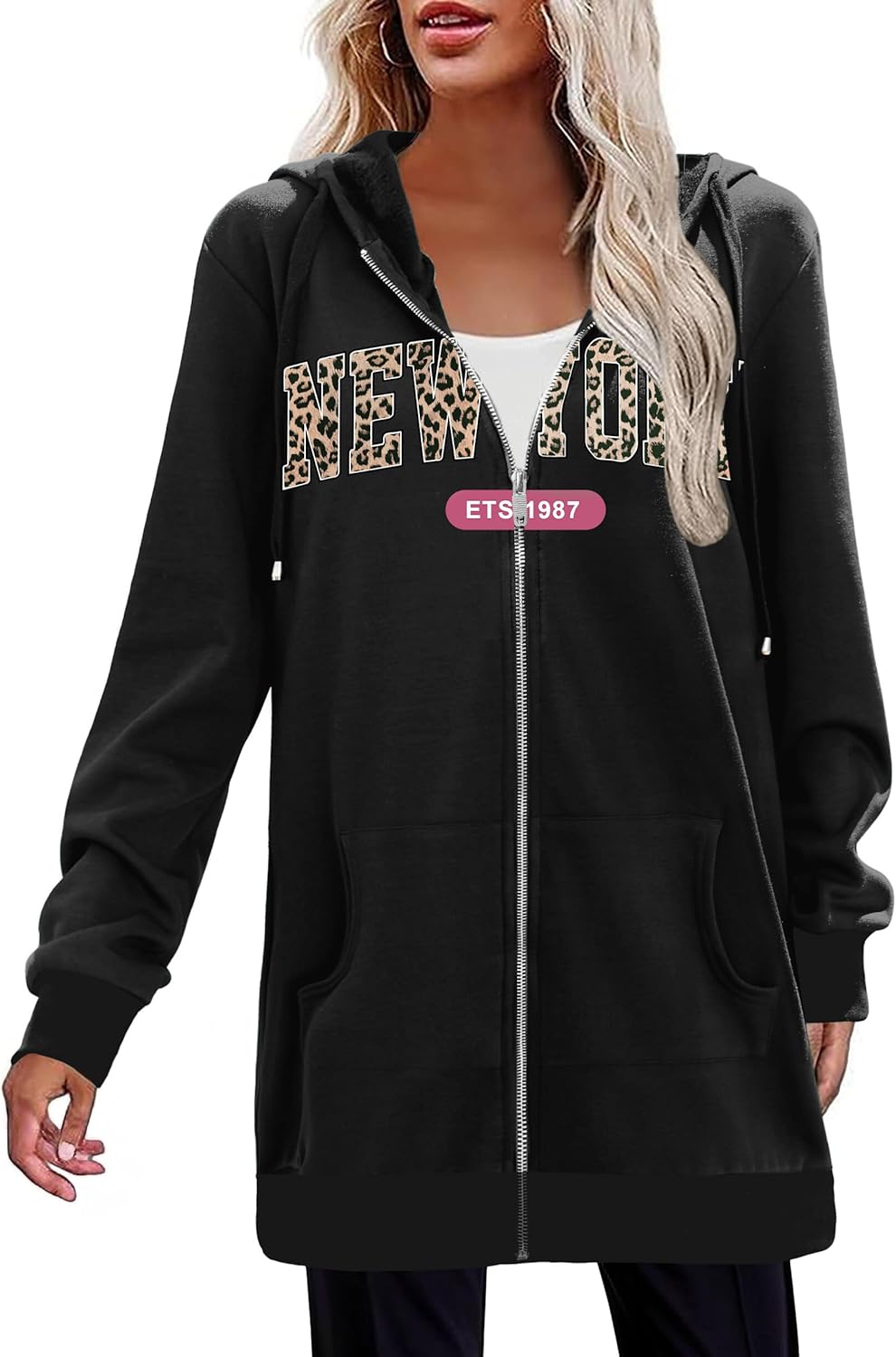 Zip Up Hoodies For Women Long Sleeve Oversized Sweatshirts Casual Lightweight Fleece Jackets With Pockets
