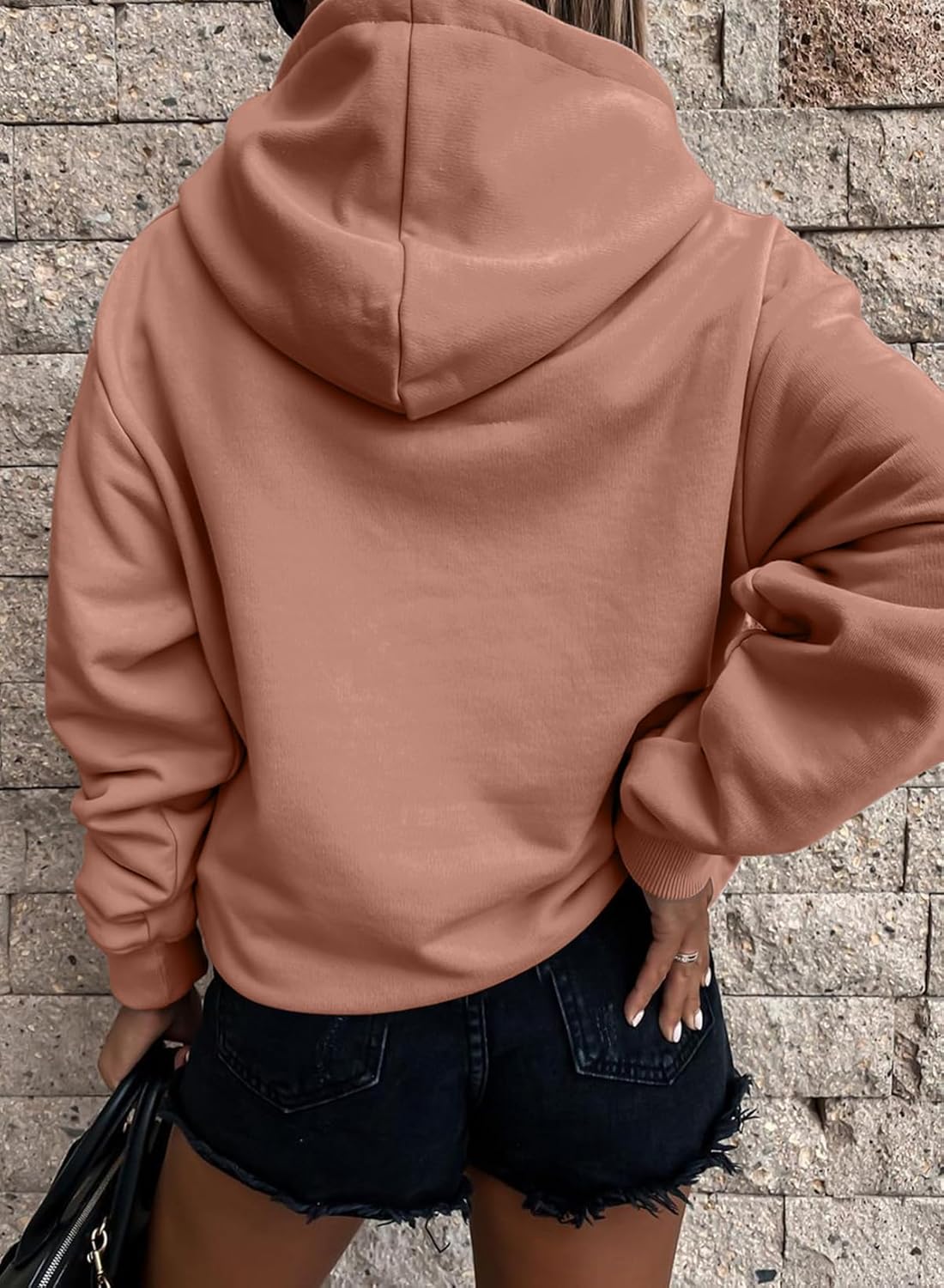 Women's Casual Hoodies Long Sleeve Solid Lightweight Pullover Tops Loose Sweatshirt with Pocket