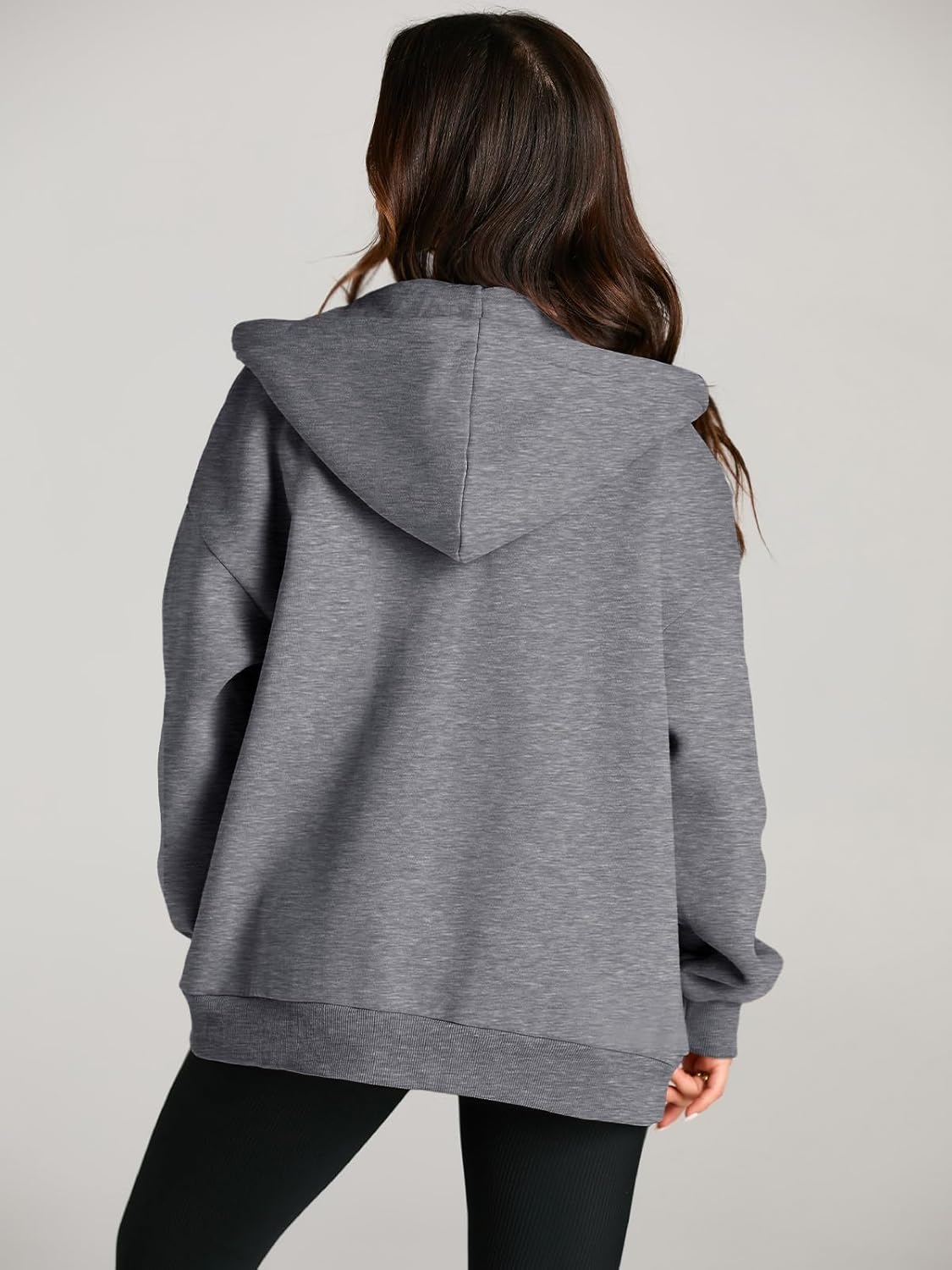 Women's Drawstring Zip Up Cute Hoodies Fall Jacket Oversized Casual Sweatshirts with Pocket