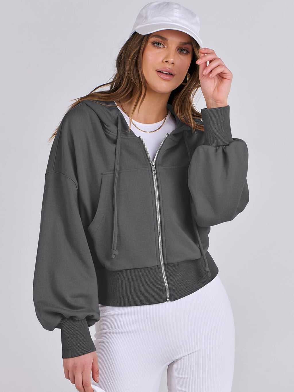 Womens Zip Up Hoodies Cropped Sweatshirts Casual Comfy Cute Zip Jackets Fashion Trendy Fall Outfits 2025 Y2K Clothes