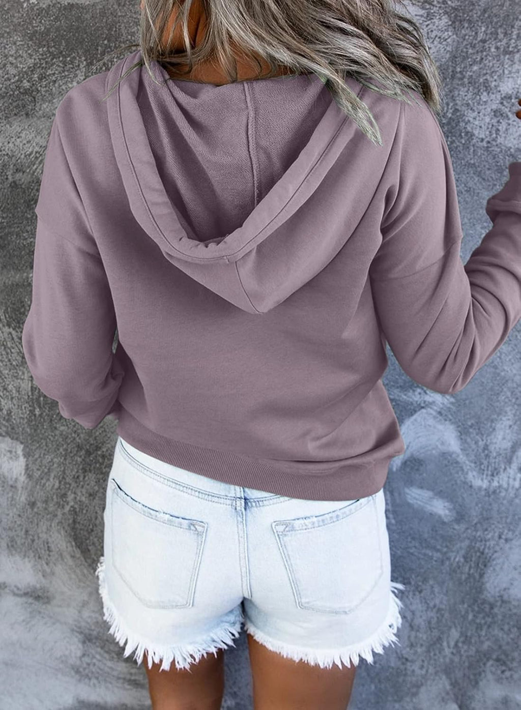 Women's Casual Hoodies Long Sleeve Solid Lightweight Pullover Tops Loose Sweatshirt with Pocket