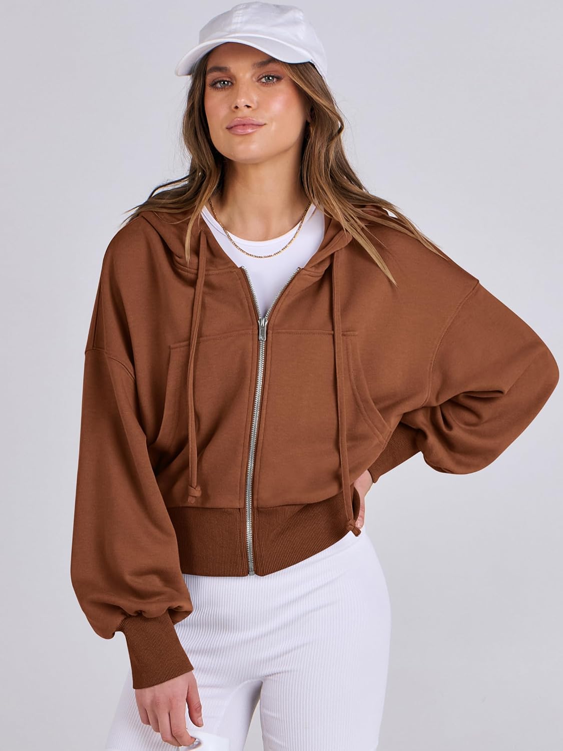 Womens Zip Up Hoodies Cropped Sweatshirts Casual Comfy Cute Zip Jackets Fashion Trendy Fall Outfits 2025 Y2K Clothes