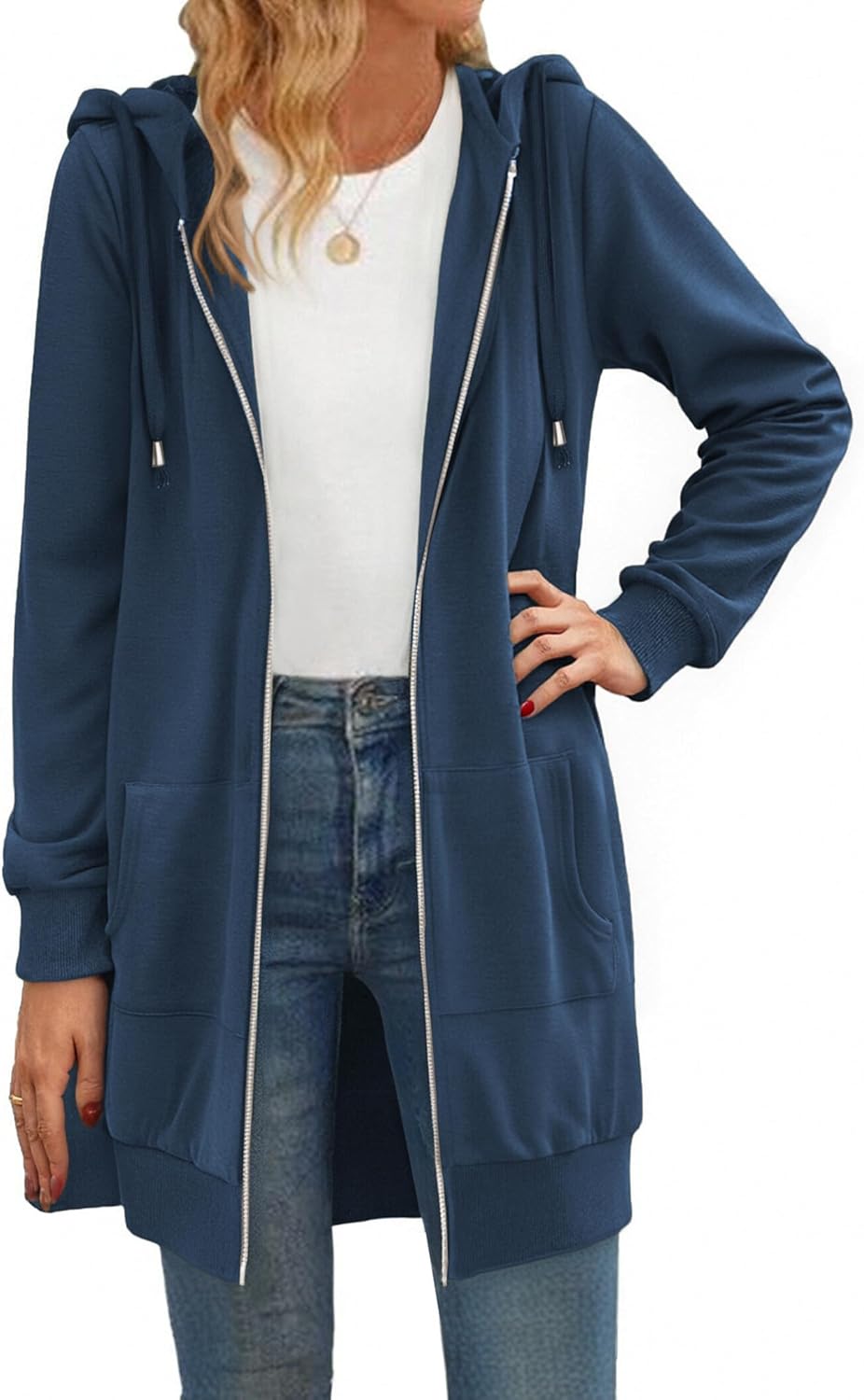 Zip Up Hoodies For Women Long Sleeve Oversized Sweatshirts Casual Lightweight Fleece Jackets With Pockets