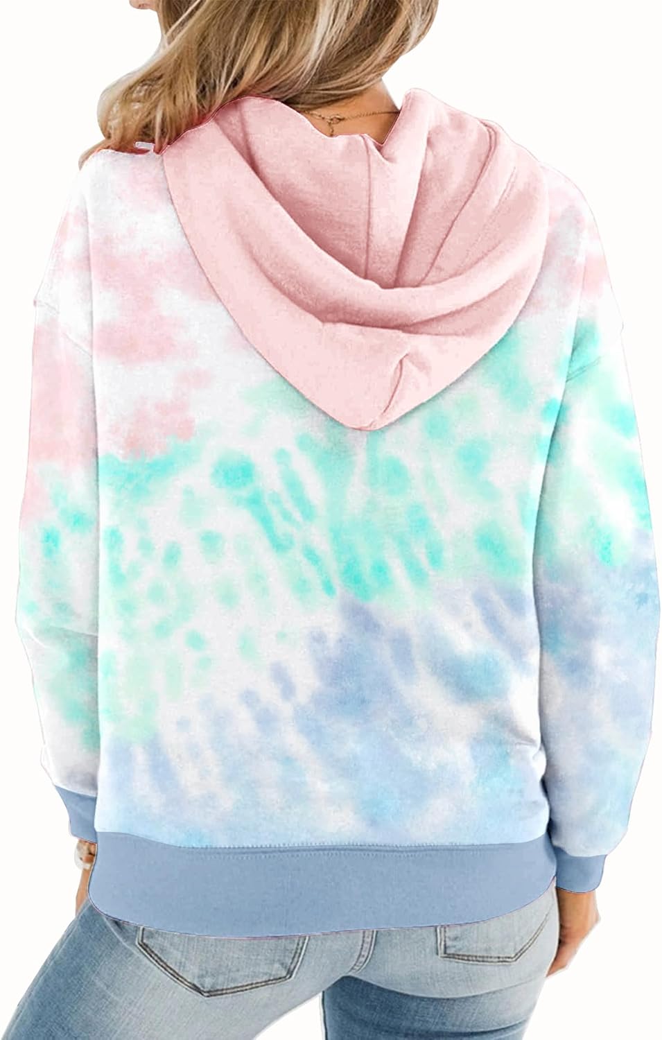 Womens Casual Hoodies Crew Neck Long Sleeve Sweatshirts with Pocket Lightweight Pullover Tops