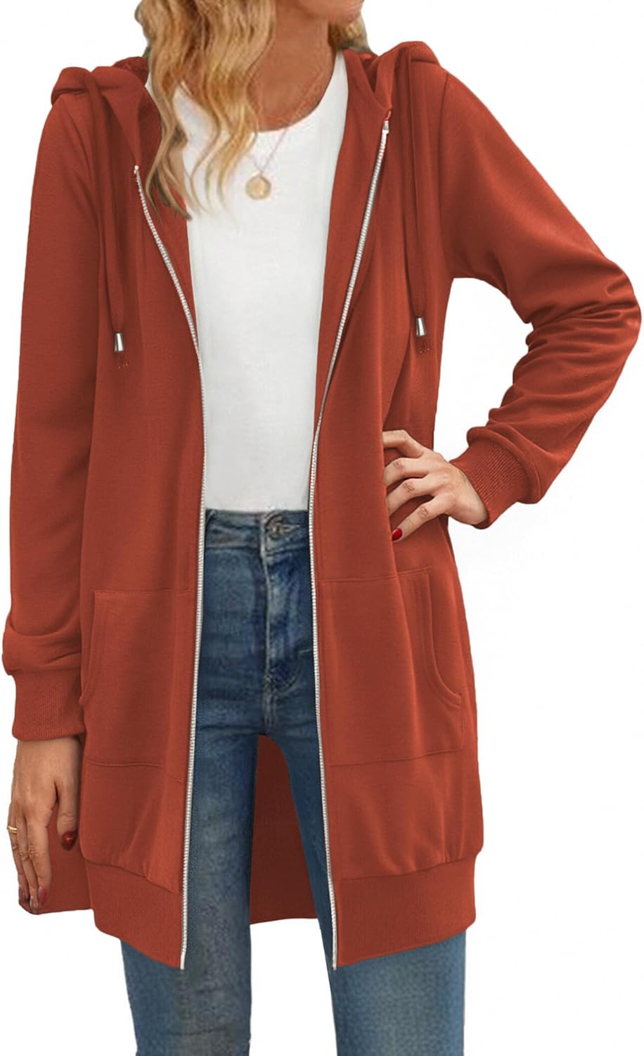 Zip Up Hoodies For Women Long Sleeve Oversized Sweatshirts Casual Lightweight Fleece Jackets With Pockets