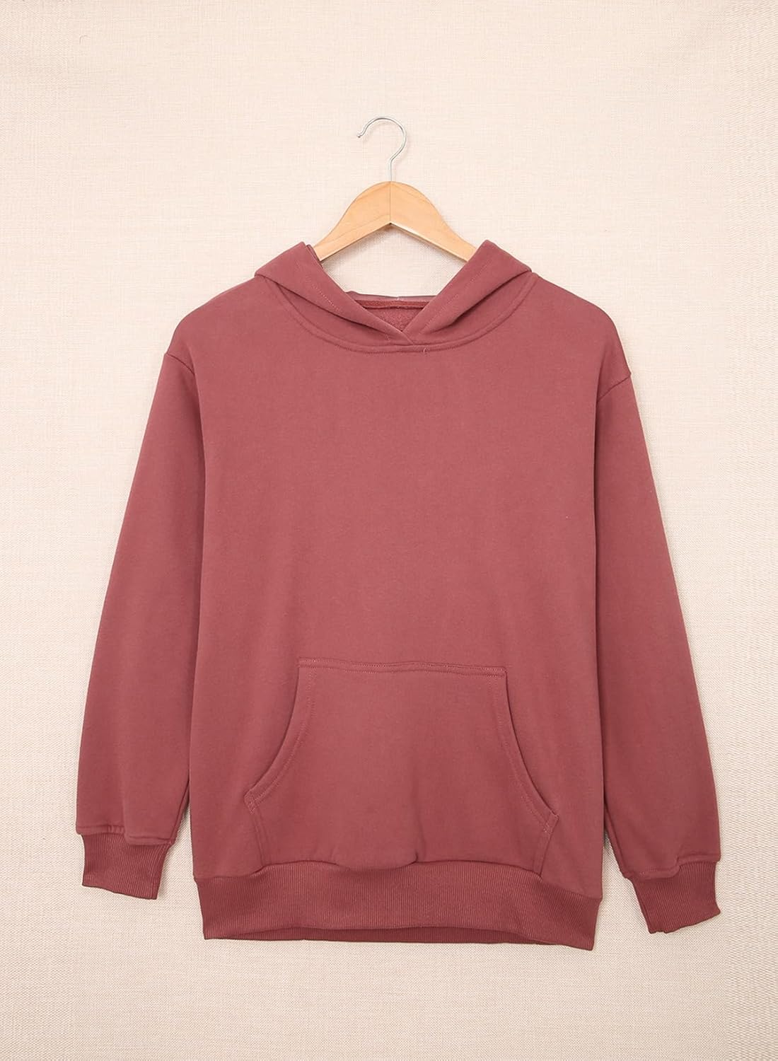 Women's Casual Hoodies Long Sleeve Solid Lightweight Pullover Tops Loose Sweatshirt with Pocket