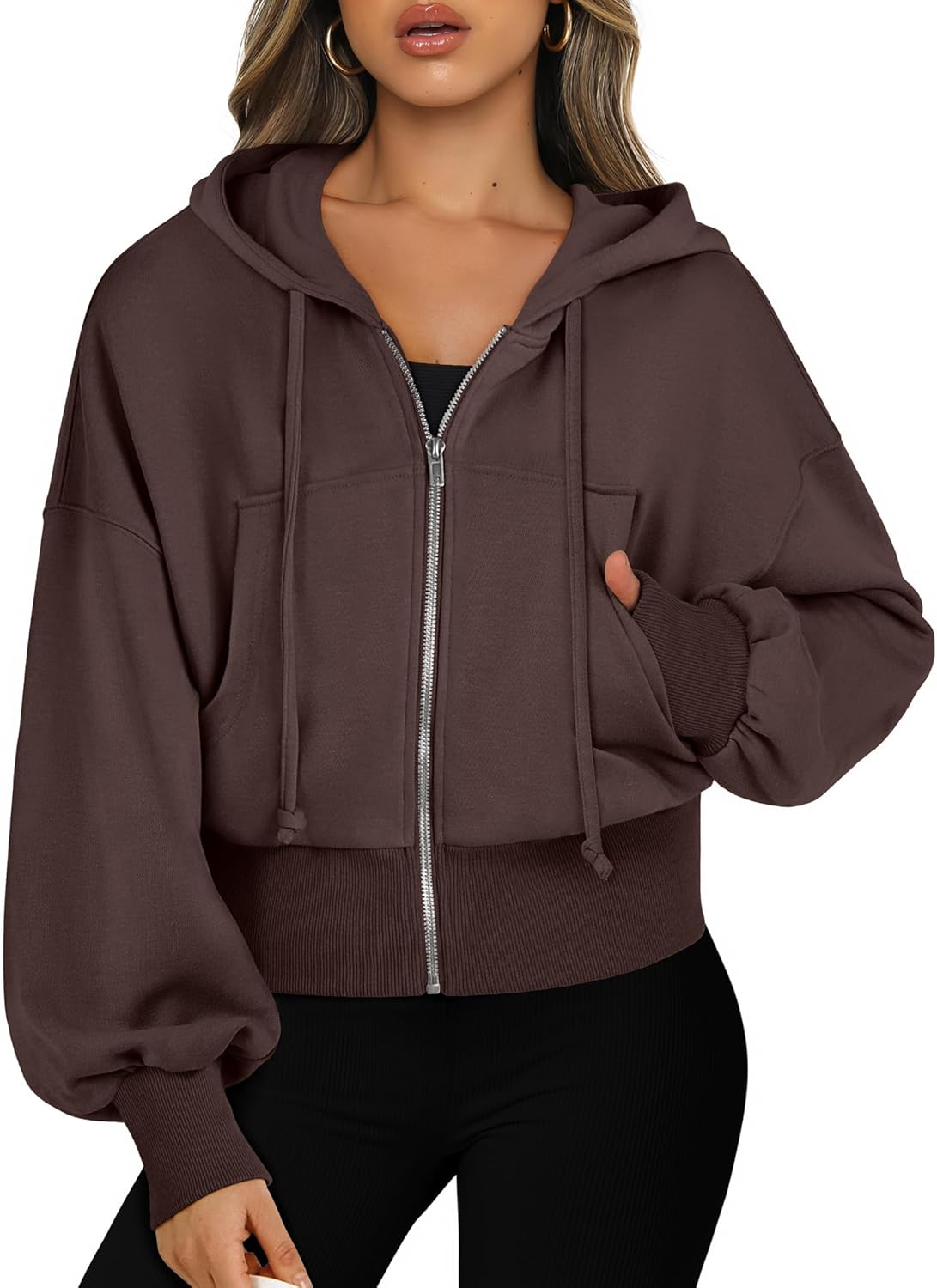 Womens Zip Up Hoodies Cropped Sweatshirts Casual Comfy Cute Zip Jackets Fashion Trendy Fall Outfits 2025 Y2K Clothes