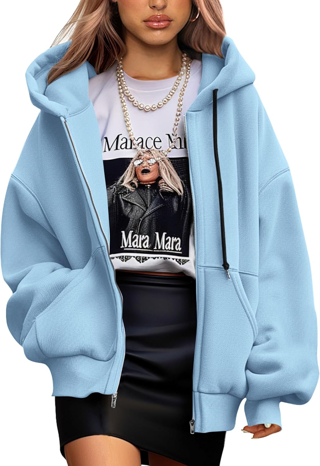 Women's 2025 Fall Oversized Hoodies Sweatshirt Long Sleeve Zip Up Pockets Loose Fit Y2K Winter Jackets Coat