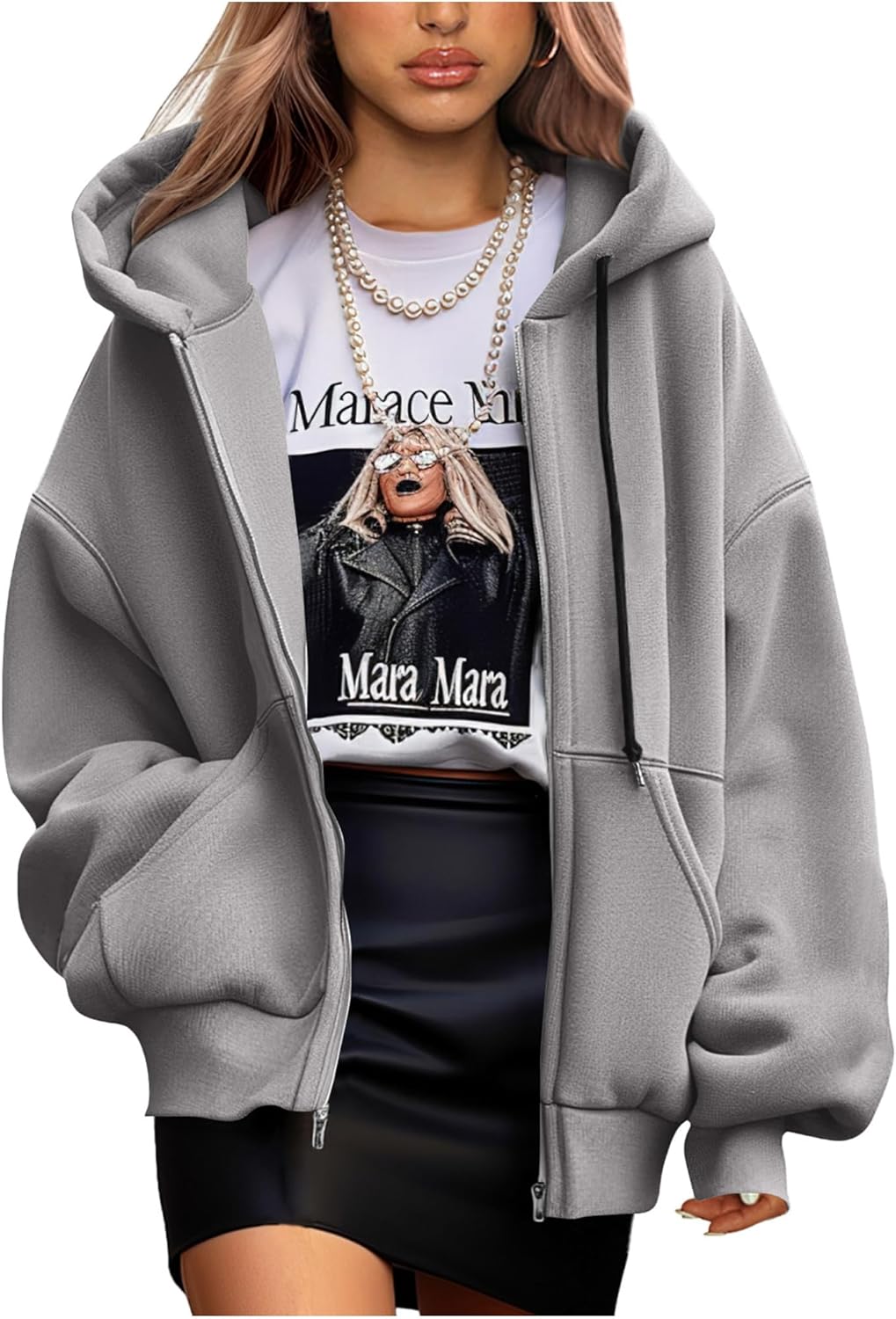 Women's 2025 Fall Oversized Hoodies Sweatshirt Long Sleeve Zip Up Pockets Loose Fit Y2K Winter Jackets Coat