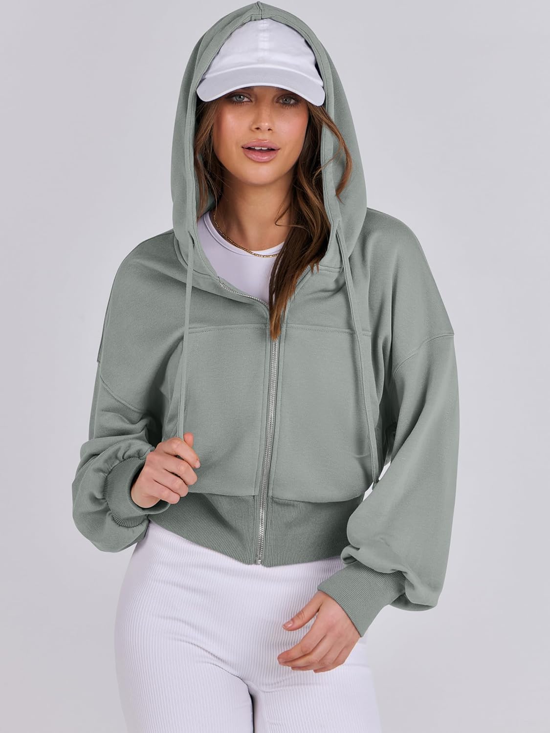 Womens Zip Up Hoodies Cropped Sweatshirts Casual Comfy Cute Zip Jackets Fashion Trendy Fall Outfits 2025 Y2K Clothes