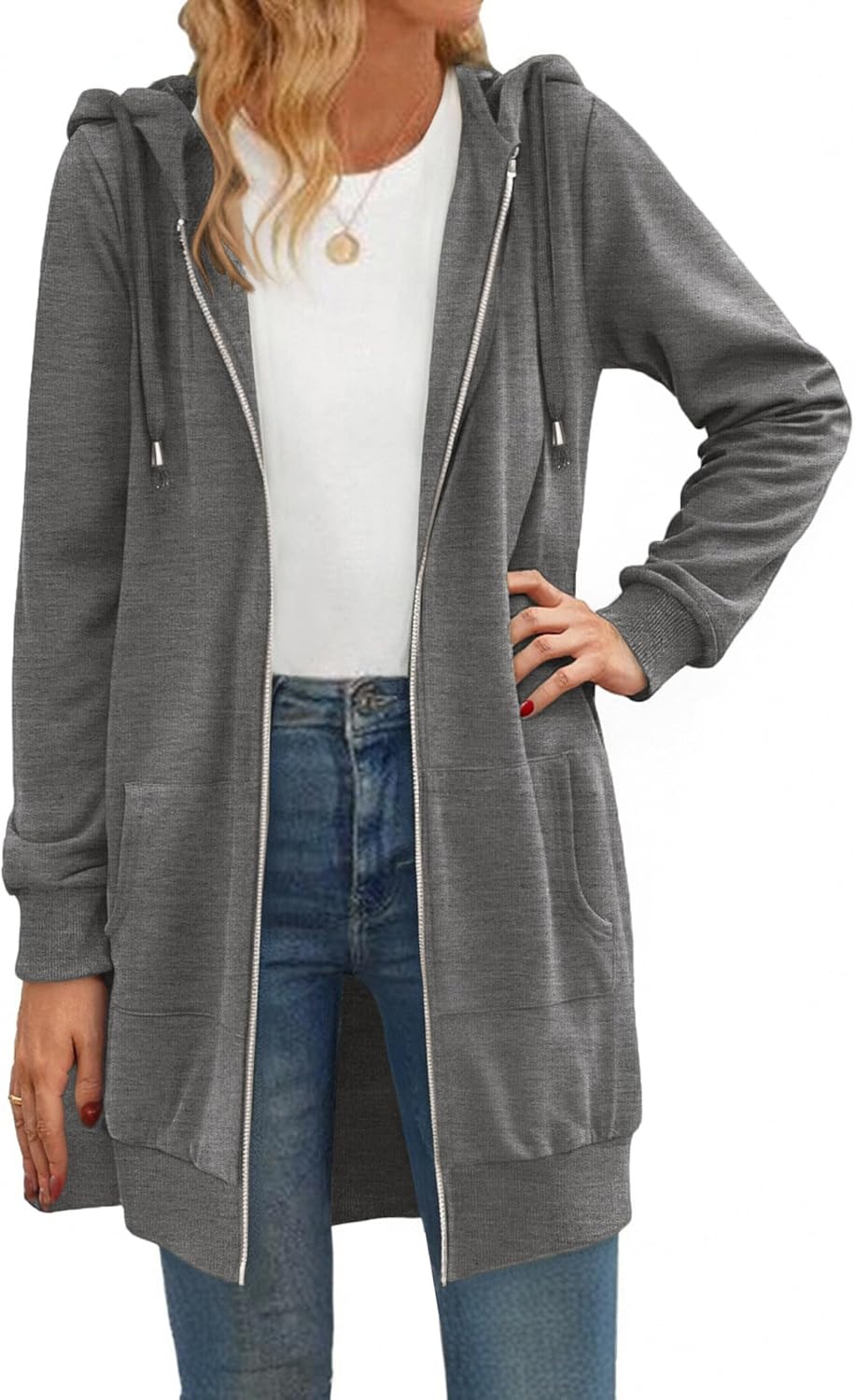 Zip Up Hoodies For Women Long Sleeve Oversized Sweatshirts Casual Lightweight Fleece Jackets With Pockets