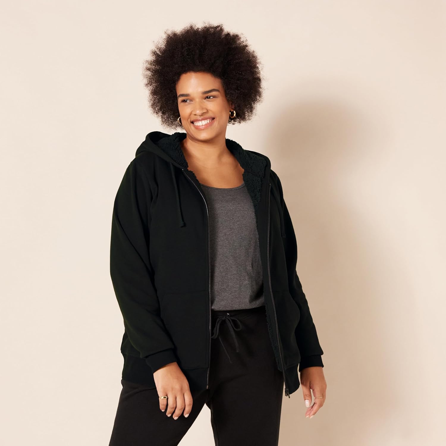 Women's Sherpa-Lined Fleece Full-Zip Hooded Jacket (Available in Plus Size)