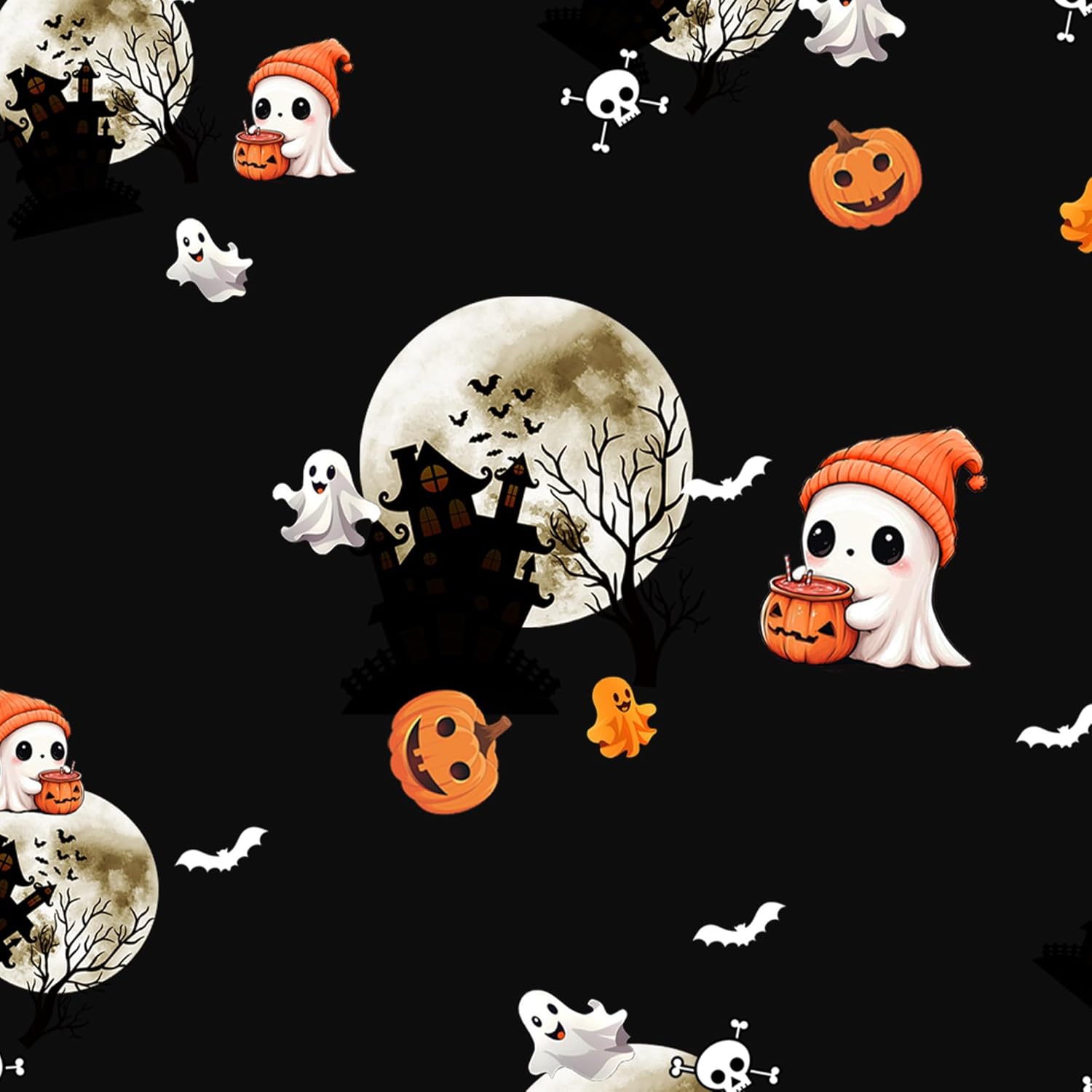 Halloween Shirts for Women: Castle Pumpkin Pattern Halloween Party Short Sleeve Costumes Crewneck T-Shirt