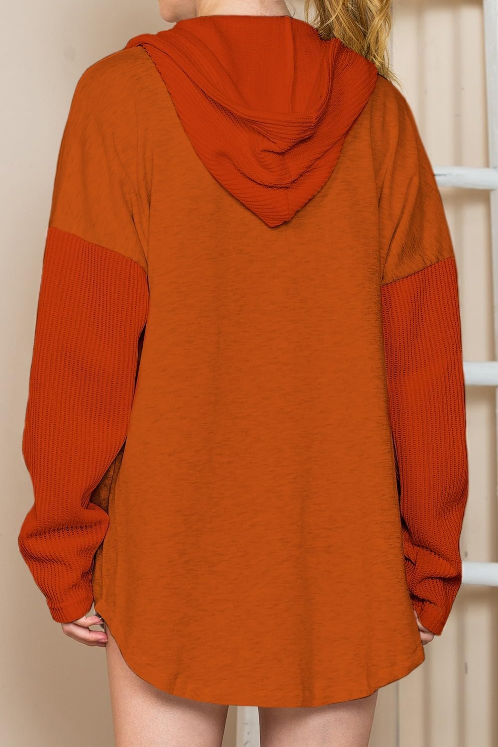 Oversized Sweatshirt for Women Loose Fit Casual Long Sleeve Button Hooded Sweatshirts Hoodies with Pocket