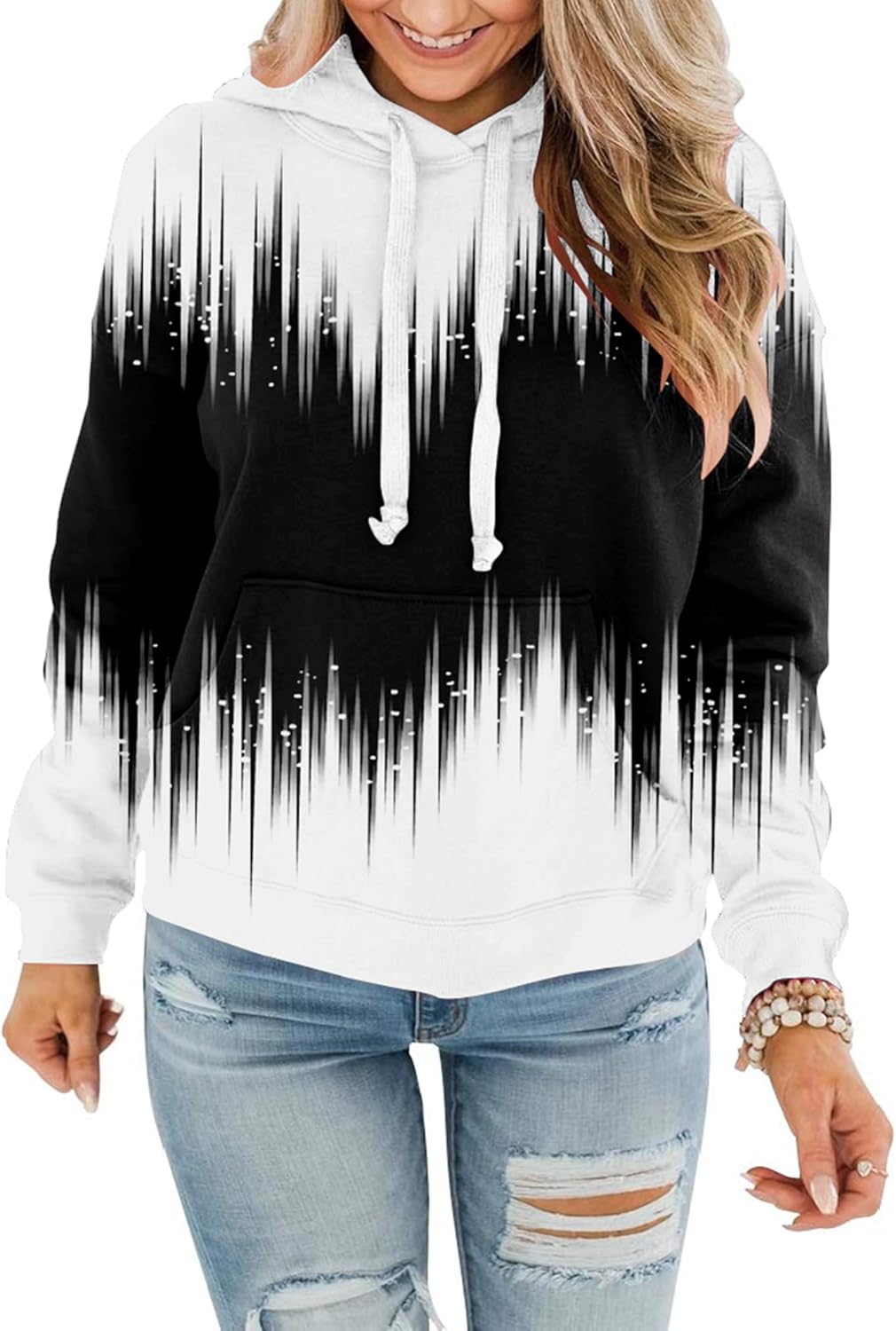 Womens Casual Hoodies Crew Neck Long Sleeve Sweatshirts with Pocket Lightweight Pullover Tops