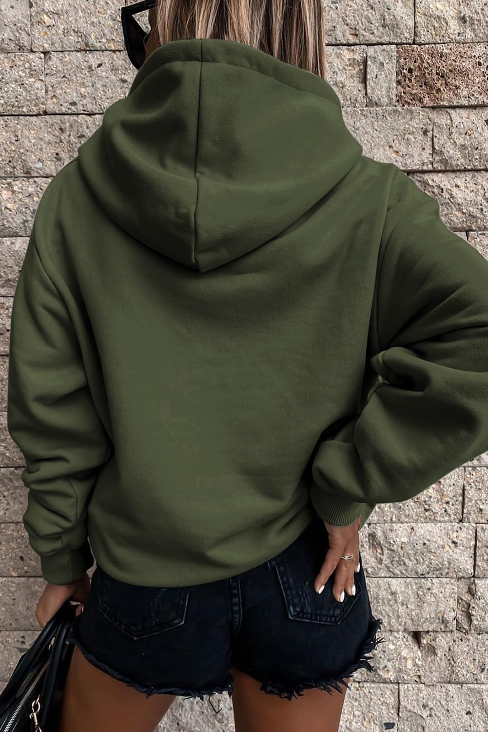 Women's Casual Hoodies Long Sleeve Solid Lightweight Pullover Tops Loose Sweatshirt with Pocket