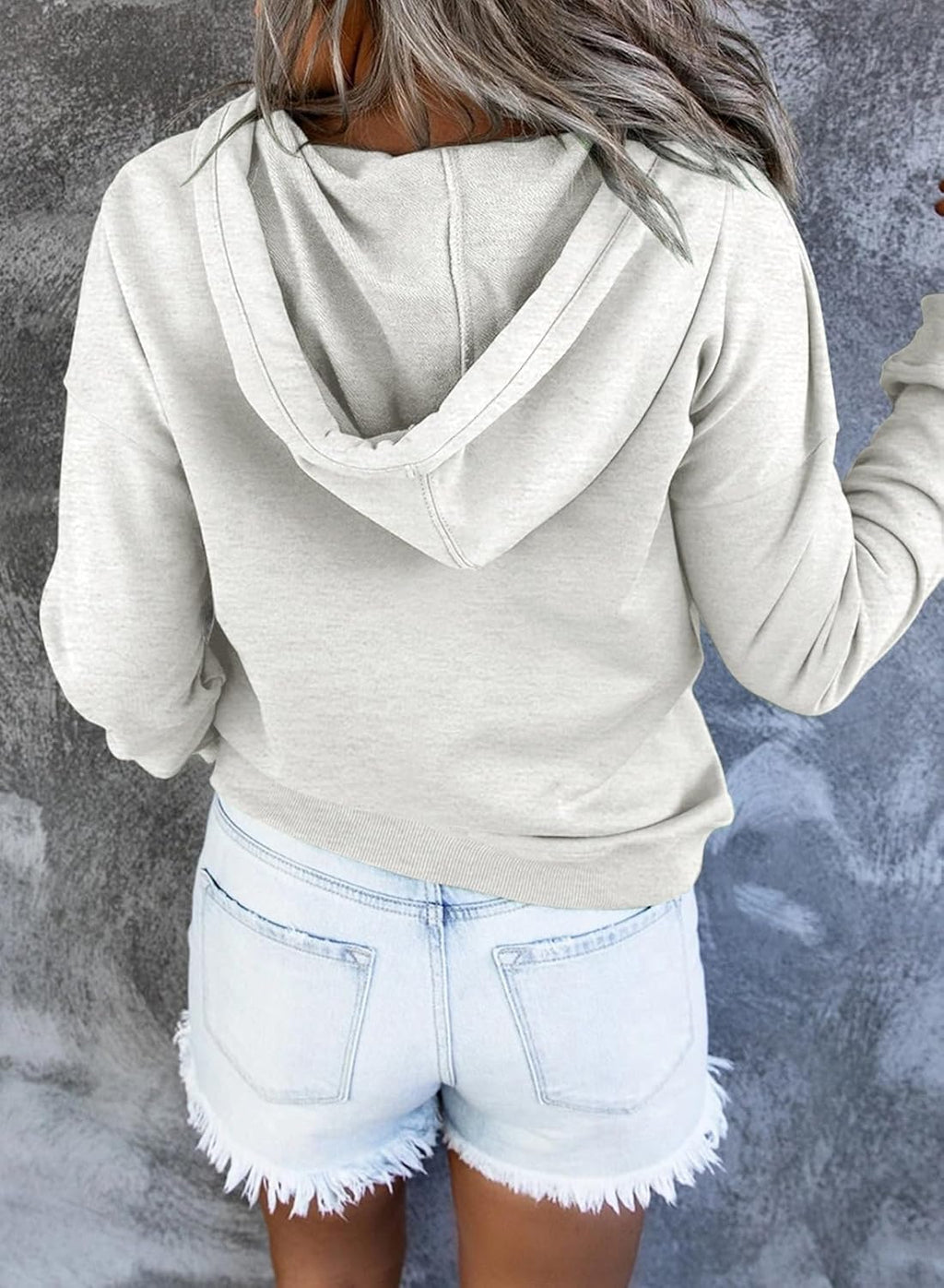 Women's Casual Hoodies Long Sleeve Solid Lightweight Pullover Tops Loose Sweatshirt with Pocket