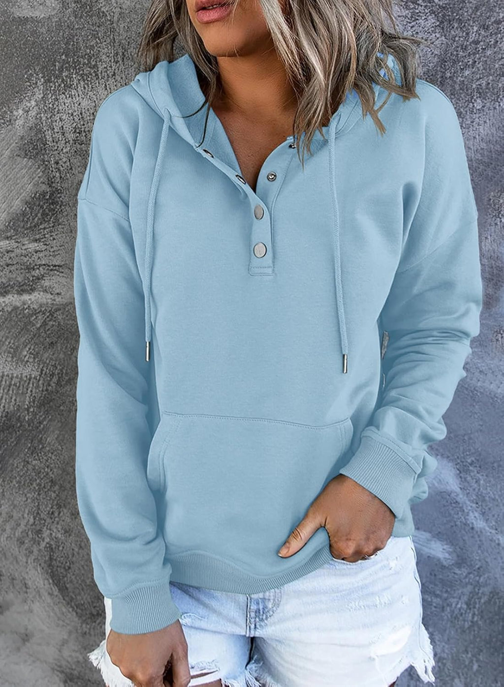 Women's Casual Hoodies Long Sleeve Solid Lightweight Pullover Tops Loose Sweatshirt with Pocket