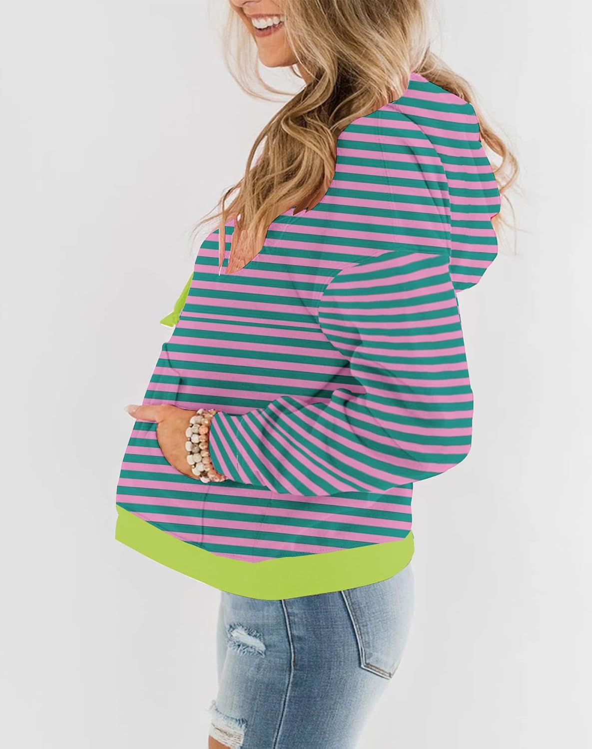 Womens Casual Hoodies Crew Neck Long Sleeve Sweatshirts with Pocket Lightweight Pullover Tops